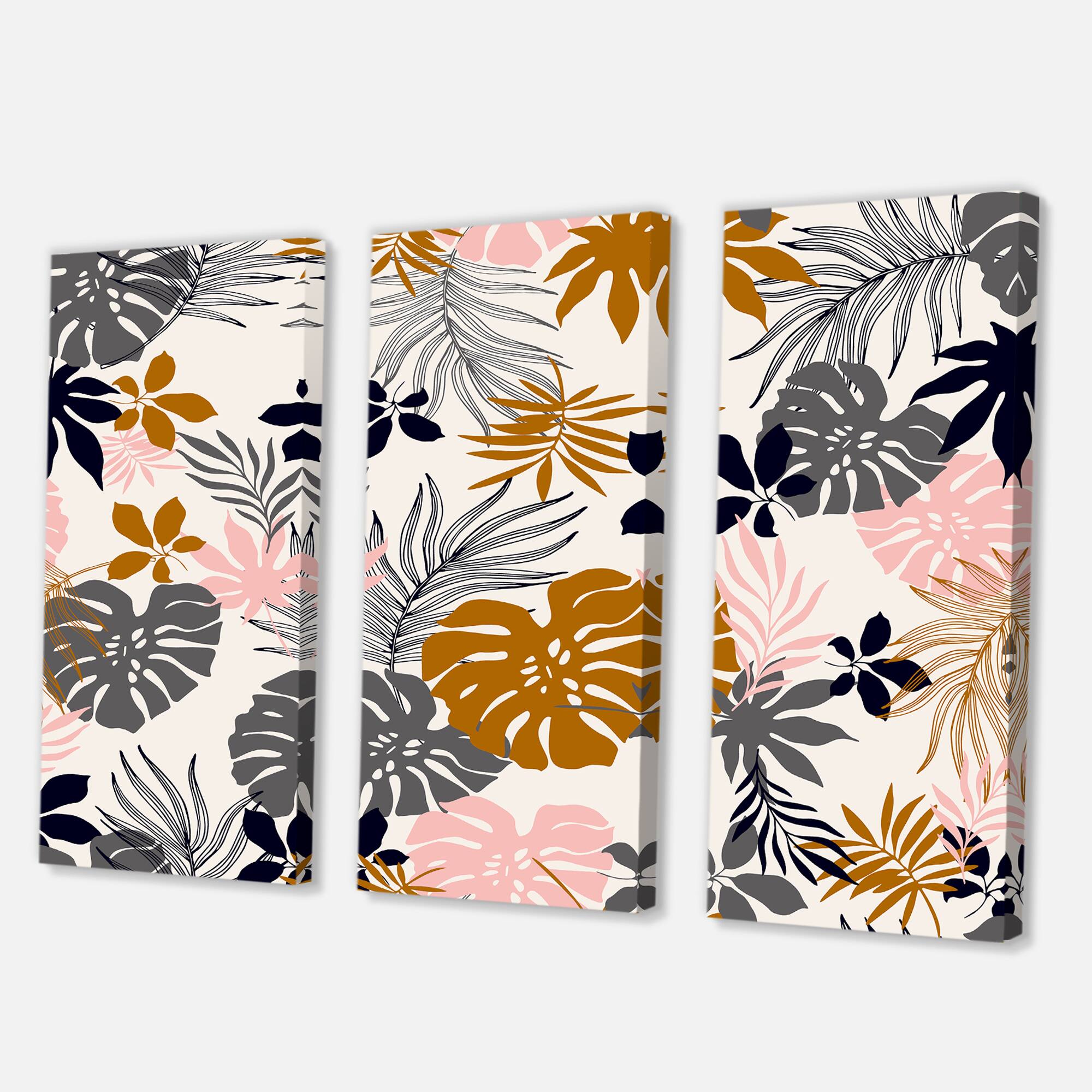 Designart - Tropical Naturepalm Monstera Leaves In Silhouette