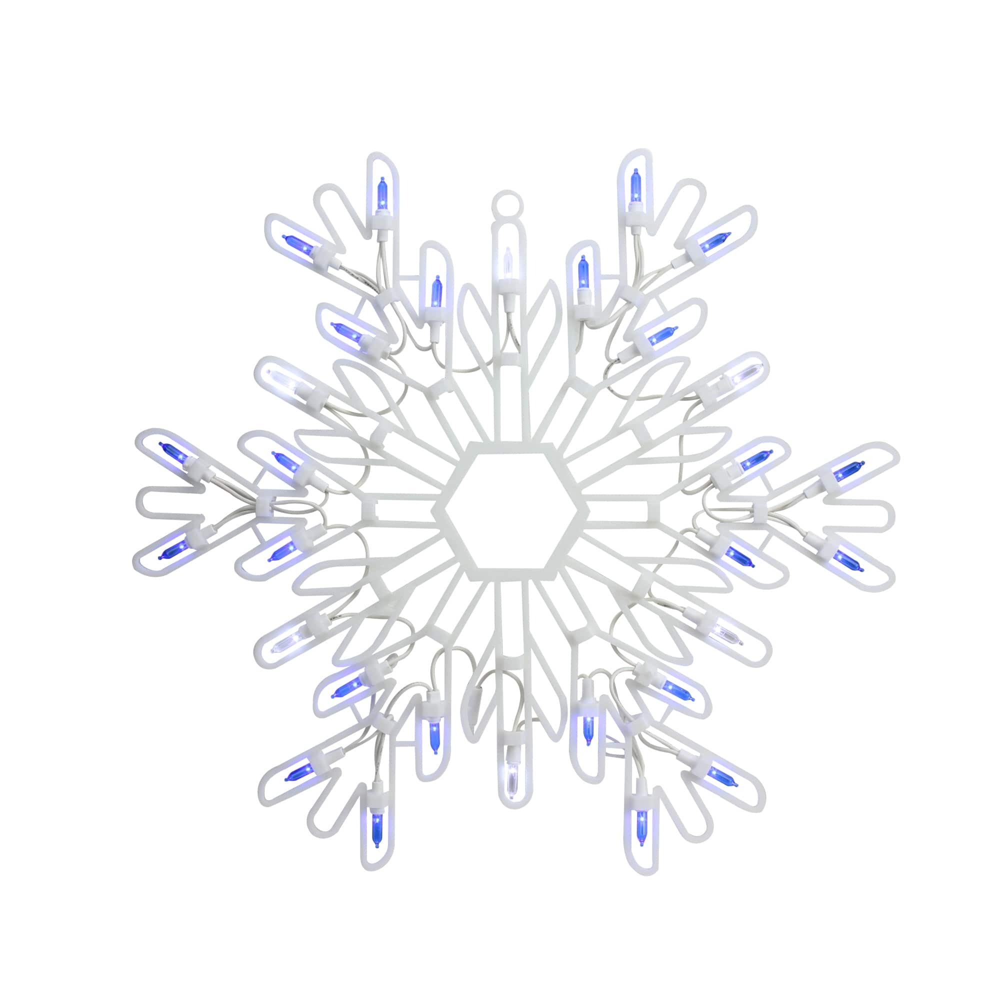 16" LED Lighted Pure White & Blue Snowflake Christmas Window Silhouette Décor