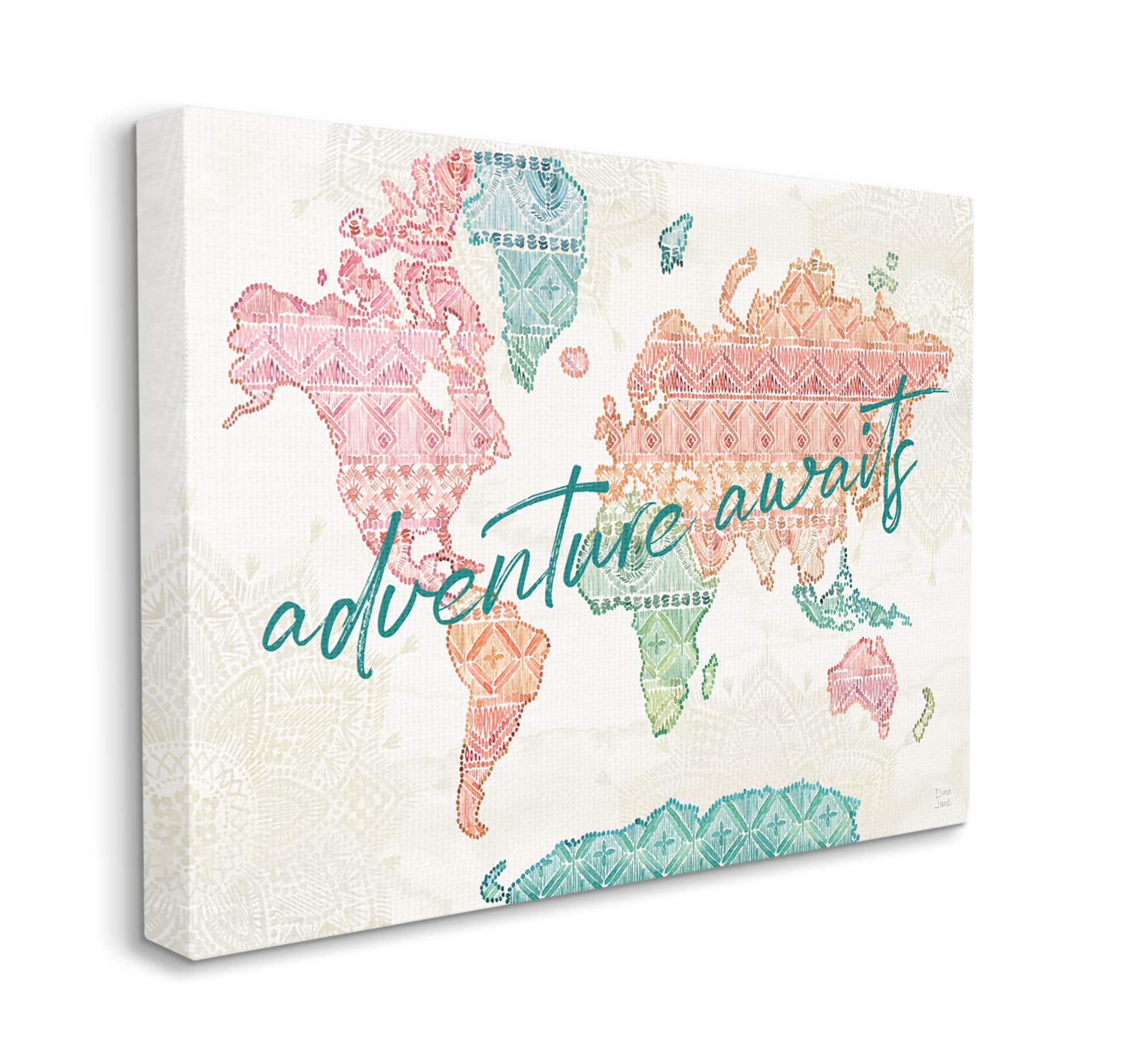 Stupell Industries Adventure Awaits World Map Canvas Wall Art