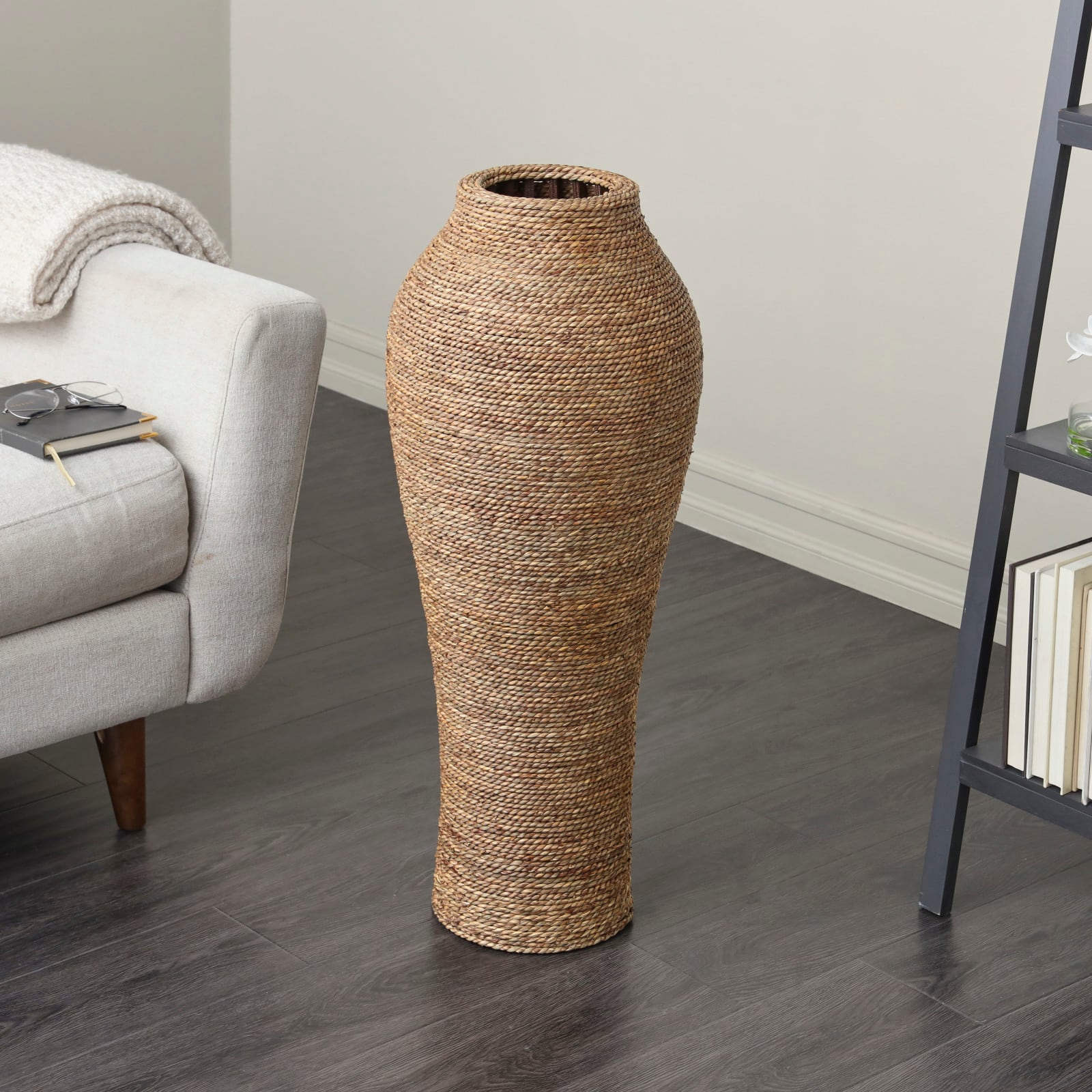 31&#x22; Natural Brown Seagrass Wrapped Vase