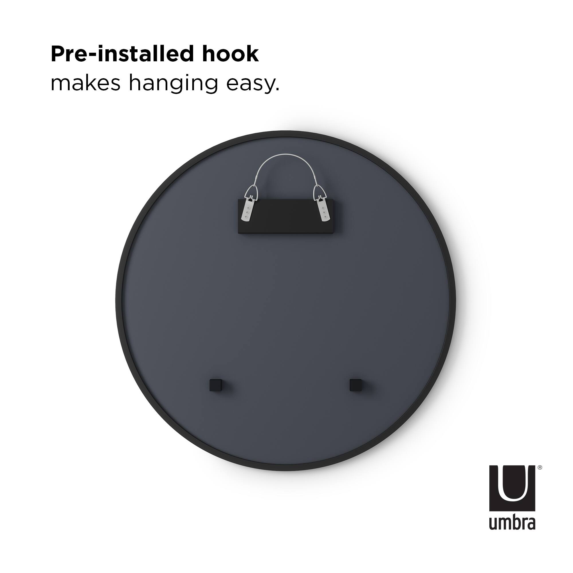Umbra 24&#x22; Black Hub Decorative Round Wall Mirror