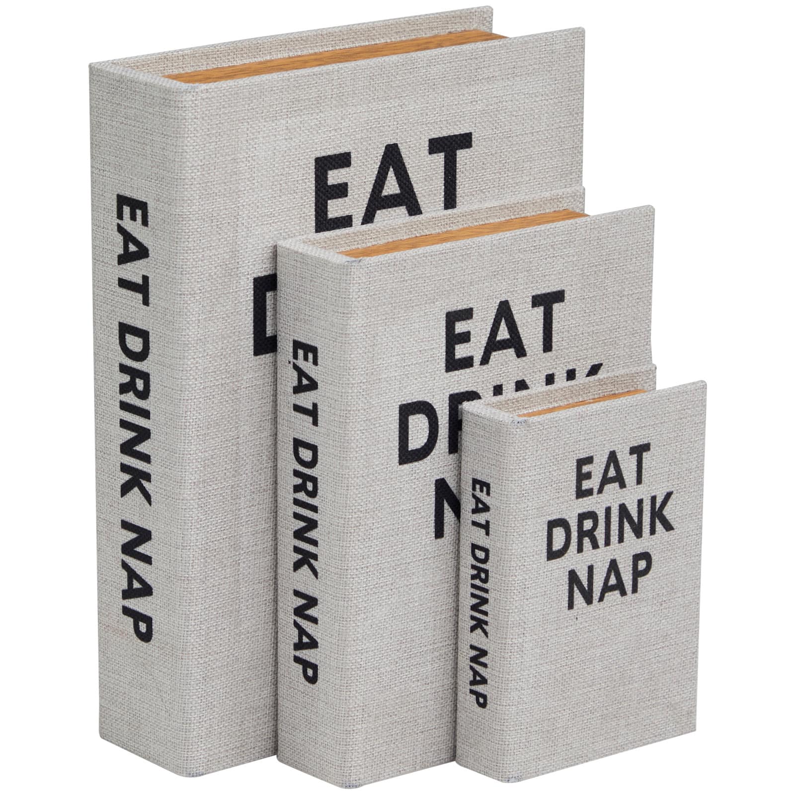 Light Gray Eat Drink Nap Linen Storage Book Box Set