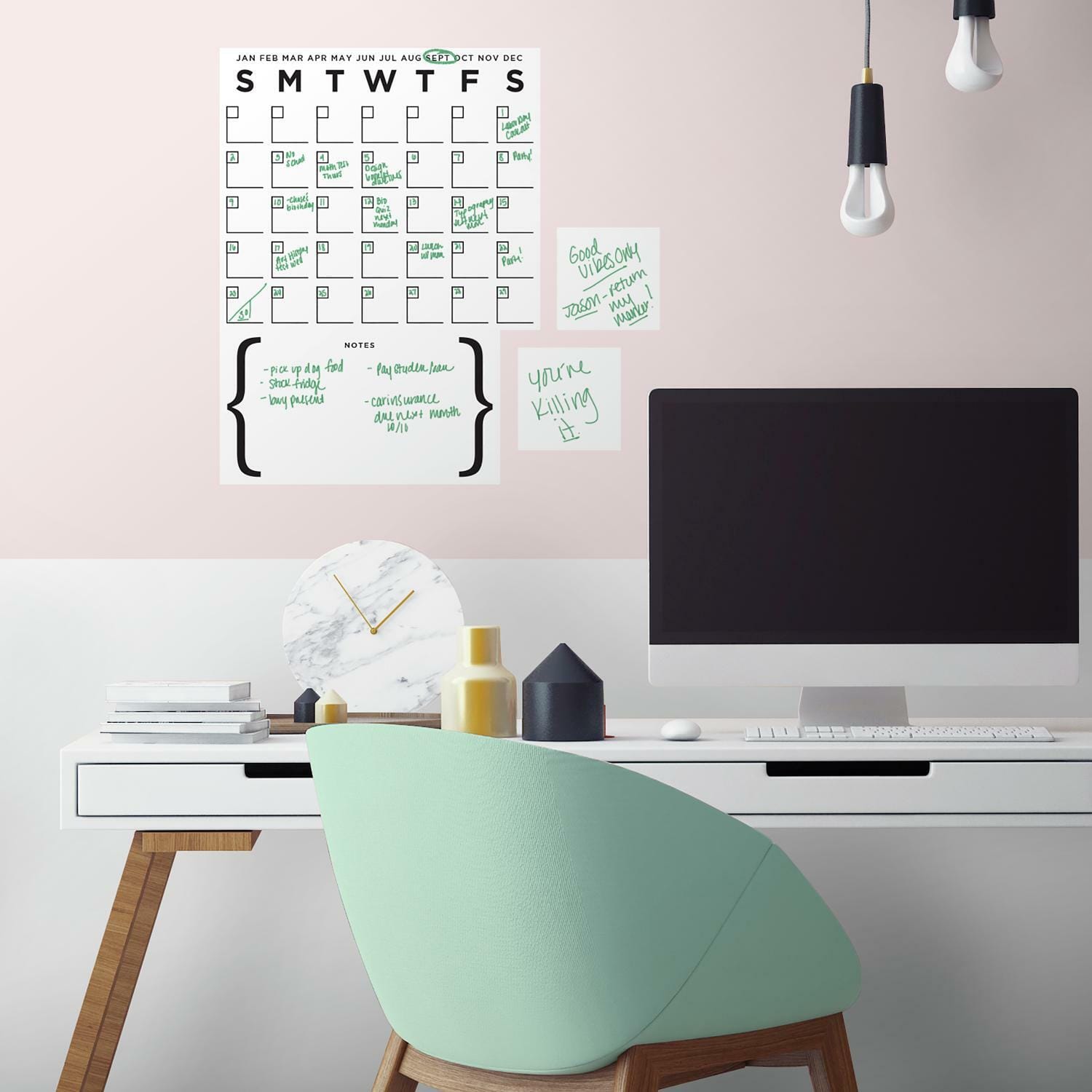 s73 Weekly Calendar Dry Erase Wall Decal Bedroom Planner Living Room Sticker 