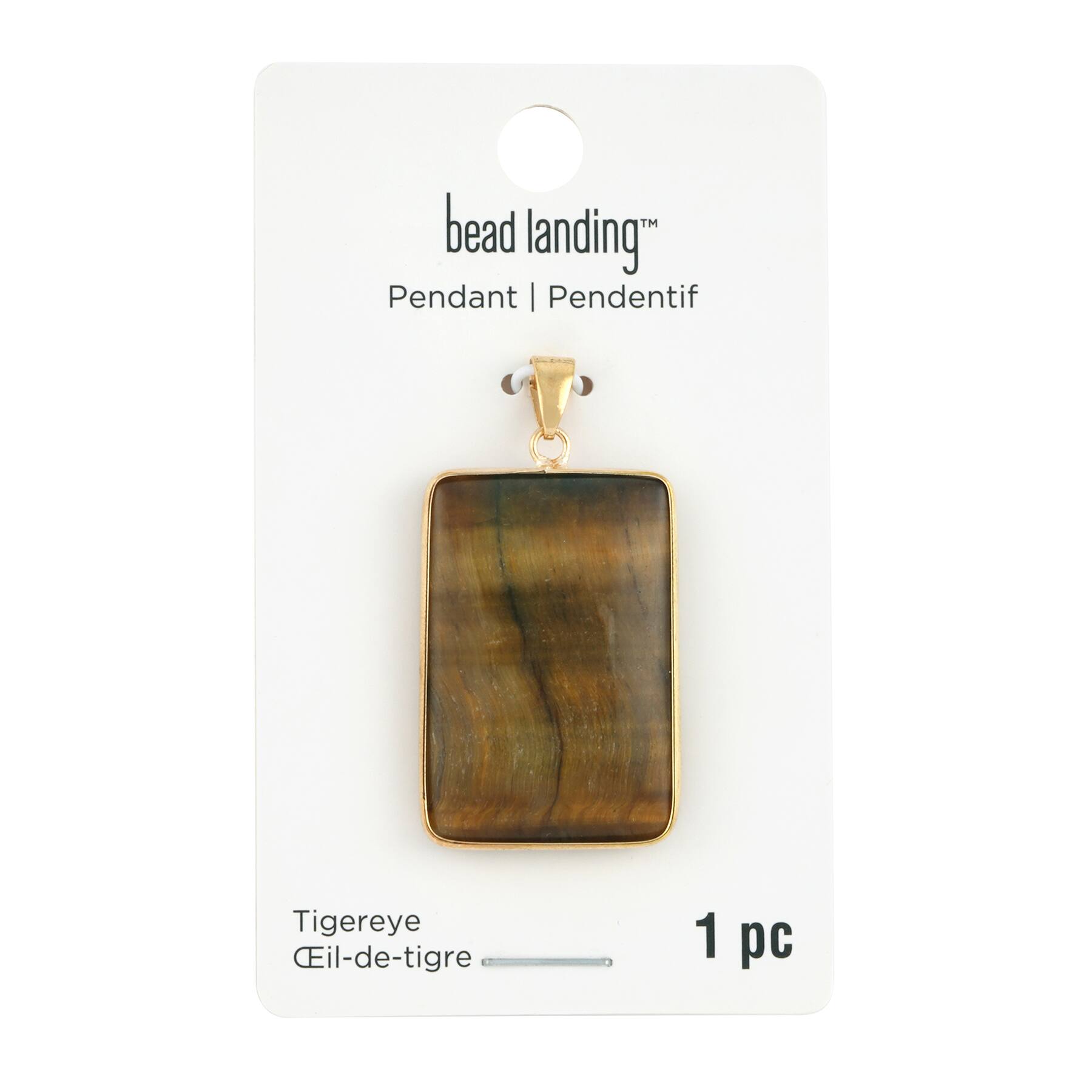 Yellow Tiger's Eye Rectangle Pendant by Bead Landing™