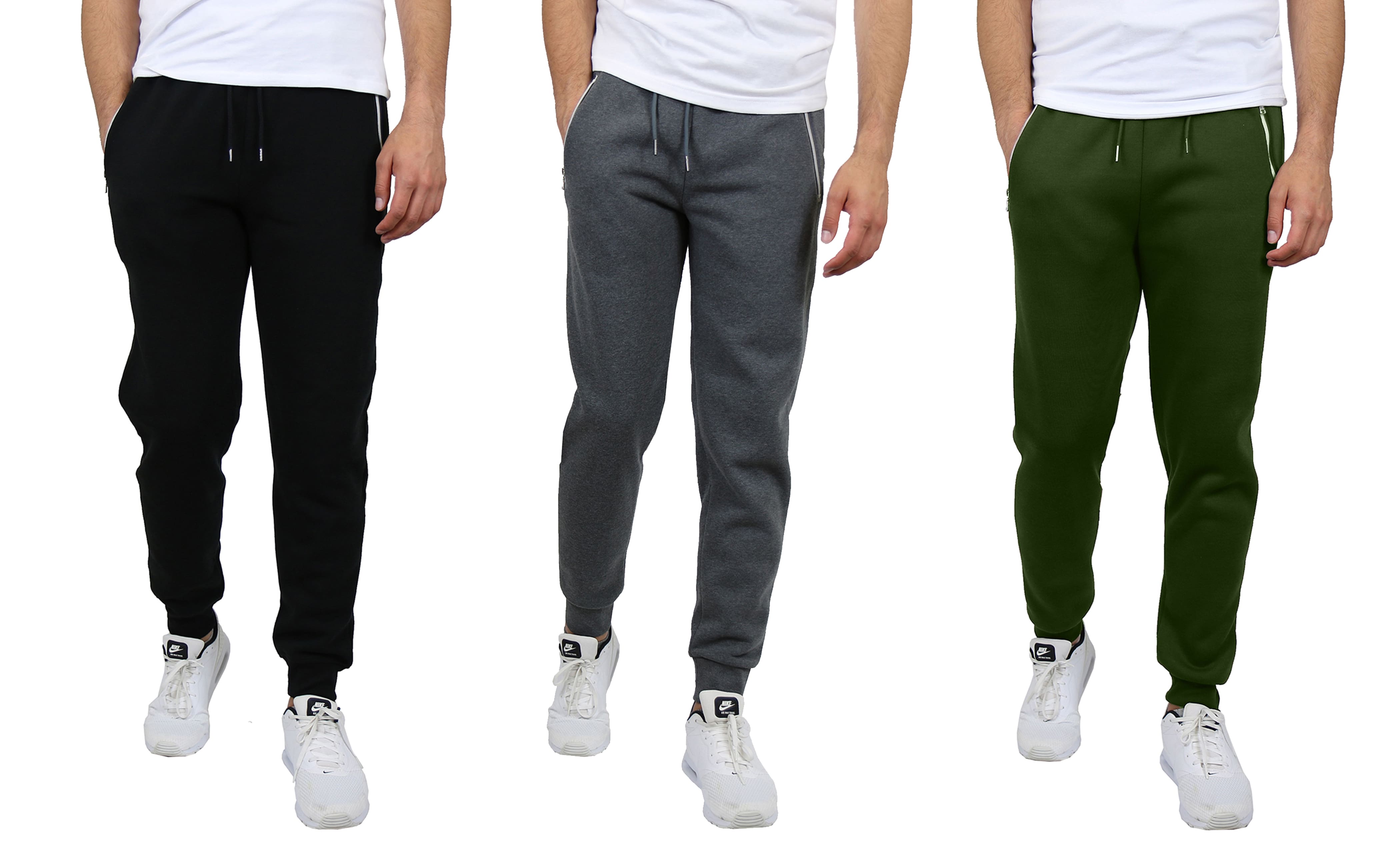 Galaxy by Harvic Men's Fleece-Lined Zip-Pocket Jogger Sweatpants 3 Pack