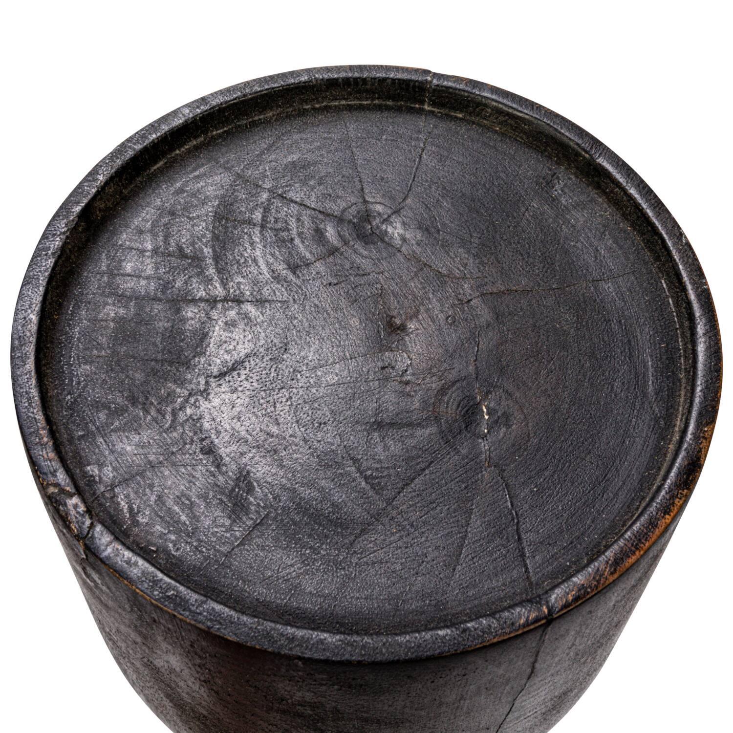 Hello Honey® 20" Black Mango Wood Ribbed Pillar Candle Holder