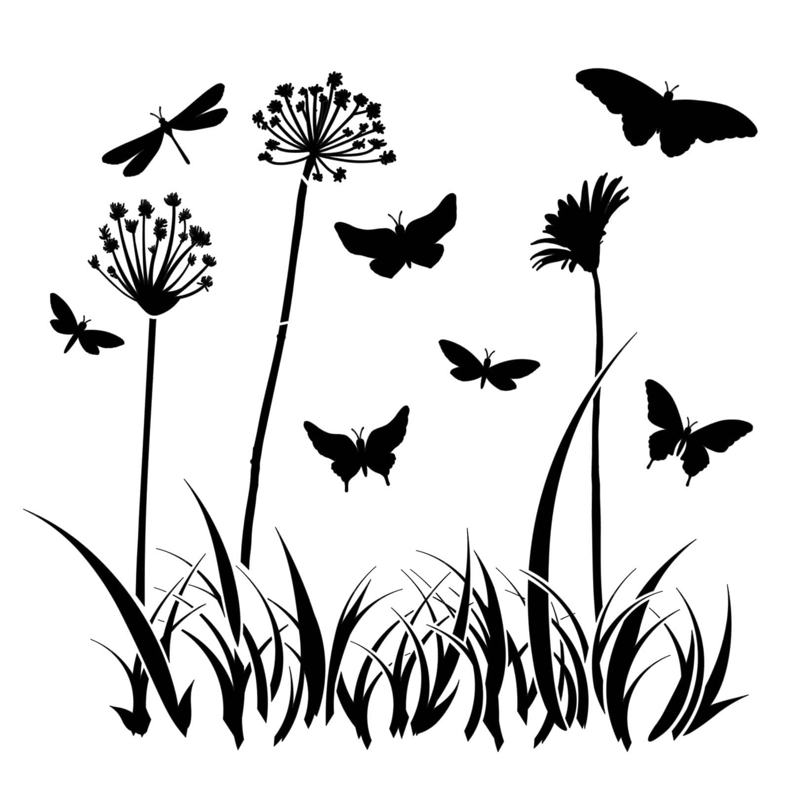 Butterfly Garden Pattern Stencil - bakeartstencils