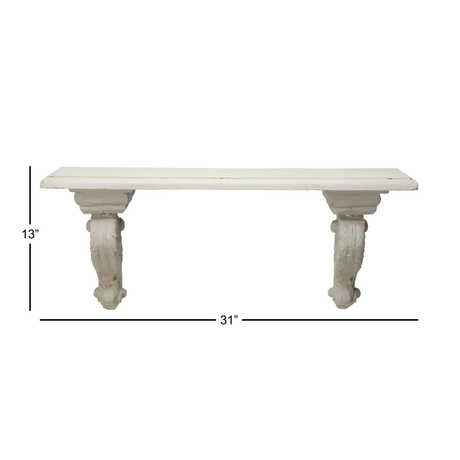 32&#x22; White Wood Farmhouse Wall Shelf