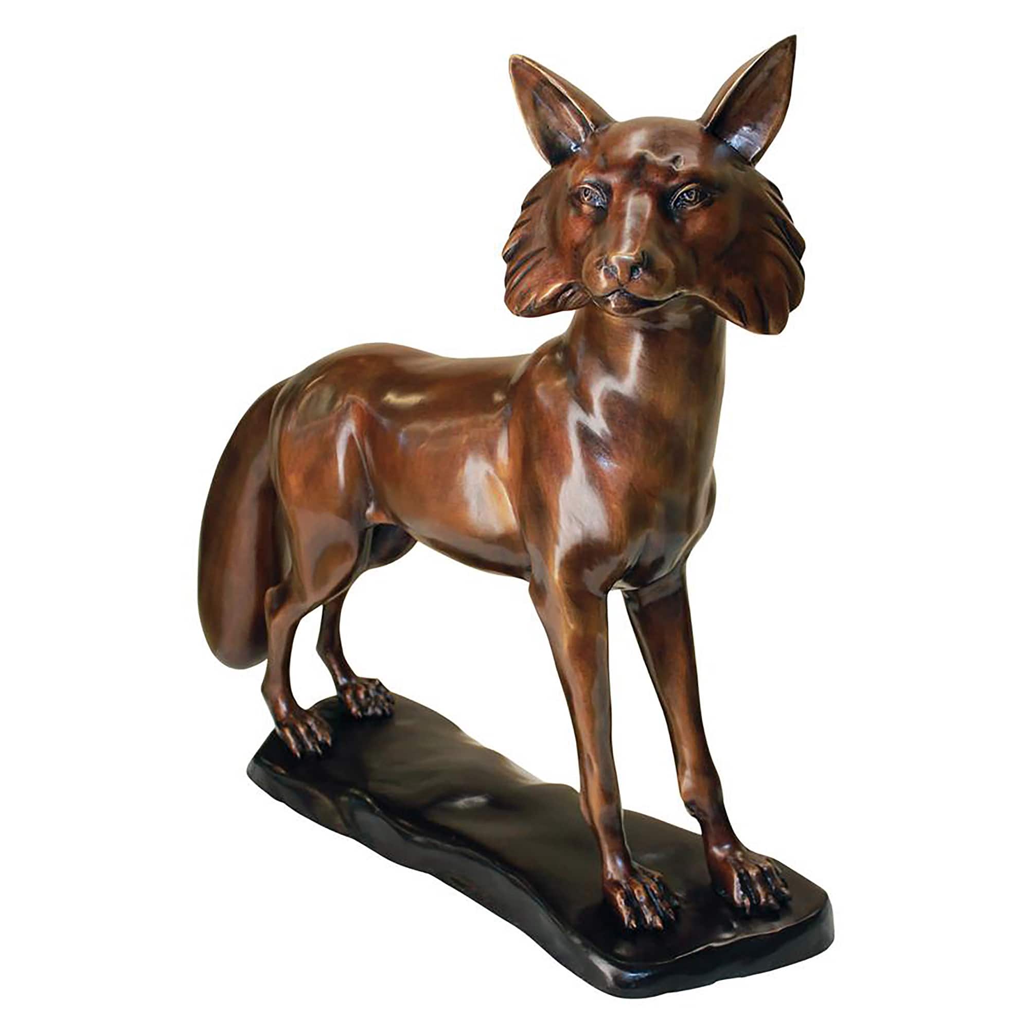 Design Toscano 24" Cast Bronze Wary Standing Fox Garden Statue