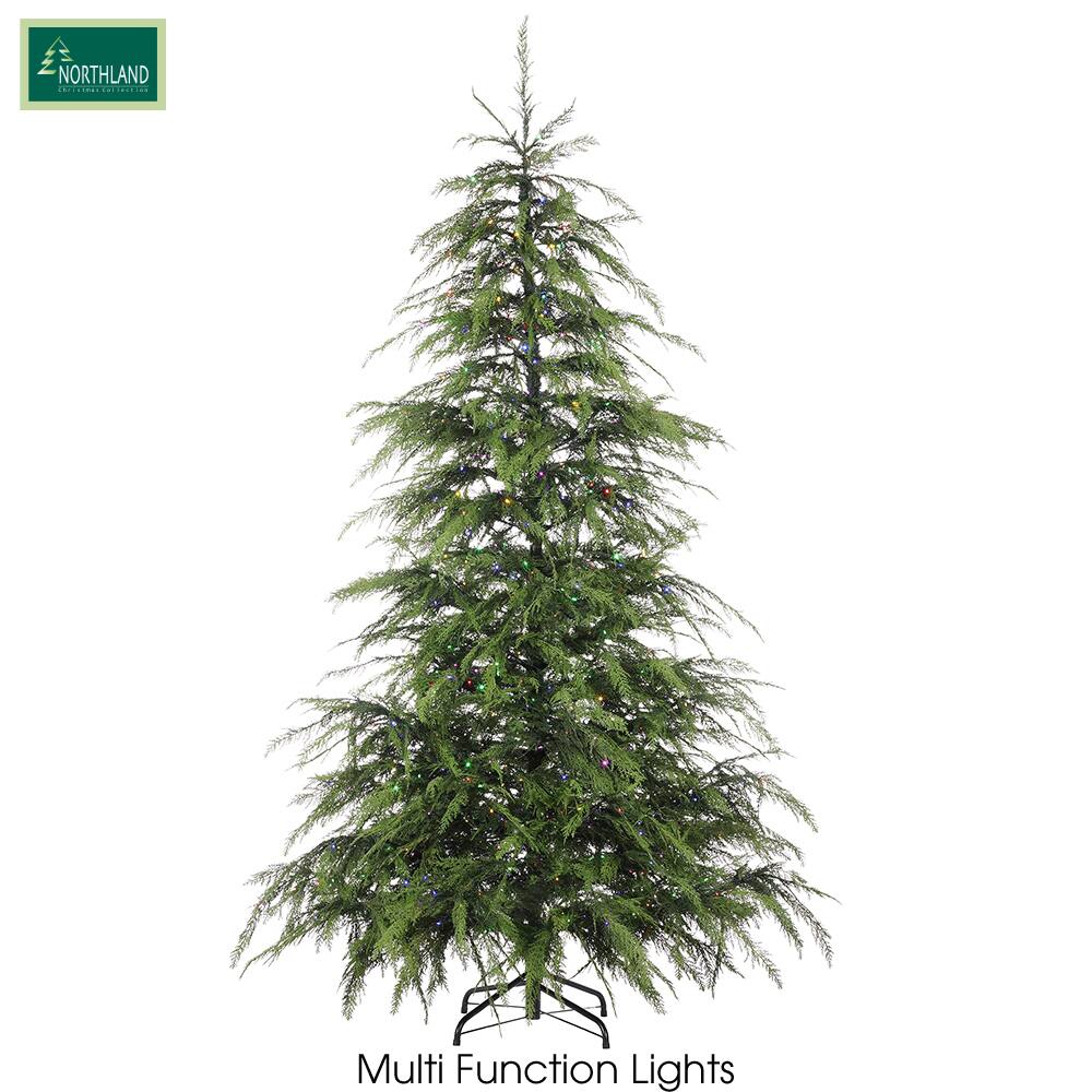 8ft. Pre‑Lit Green Weeping Cedar Artificial Christmas Tree, Multicolor Rice Lights