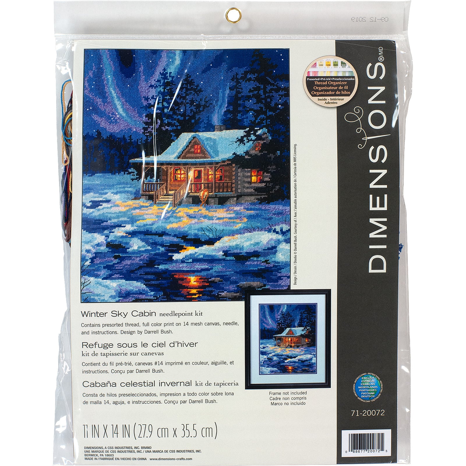 Dimensions&#xAE; Winter Sky Cabin Needlepoint Kit