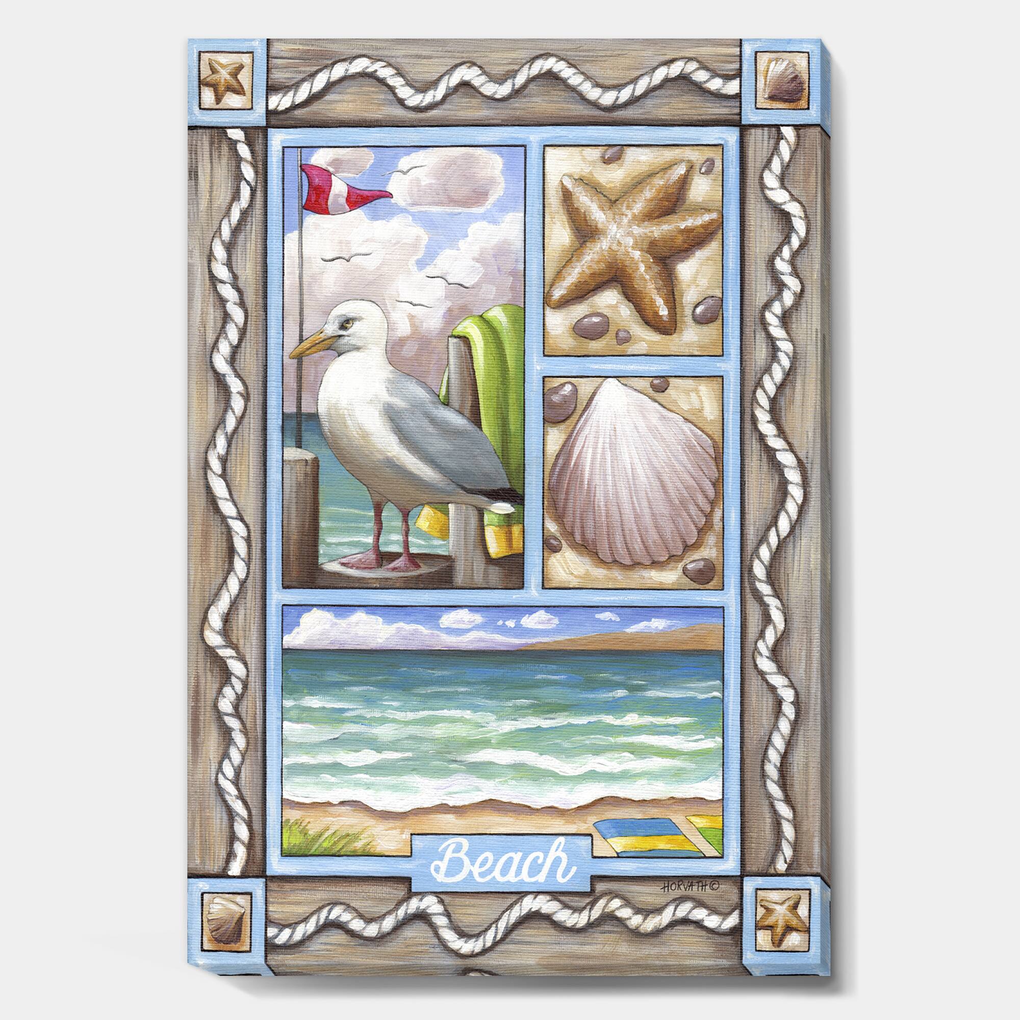 Designart - Beach Seagull - Nautical & Coastal Canvas Wall Art