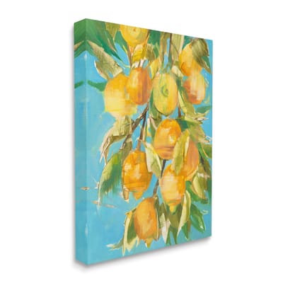 Stupell Industries Painted Ripe Lemon Tree Canvas Wall Art in Blue/Yellow/Green | 36" x 48" | Michaels&reg;
