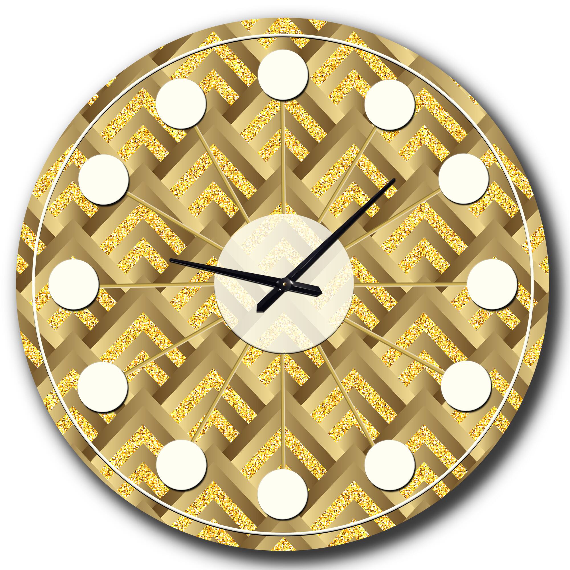 Designart 'Golden Plaid Pattern Mid-Century Modern Wall Clock