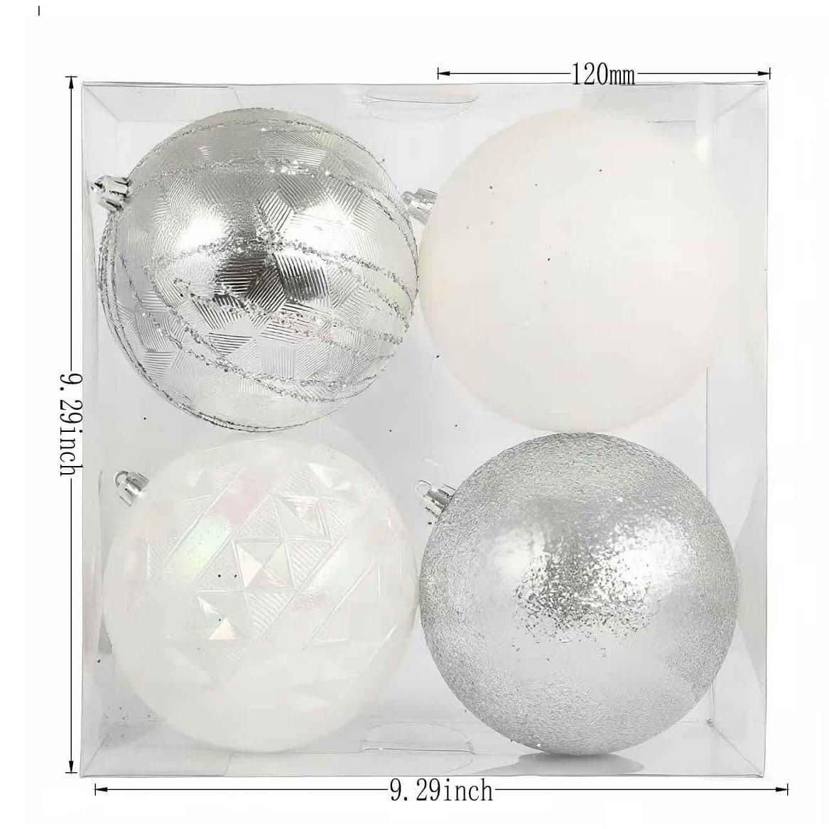 Assorted 4 Pack 4.7&#x22; Silver &#x26; White Shatterproof Ball Ornaments, 1pc. by Ashland&#xAE;