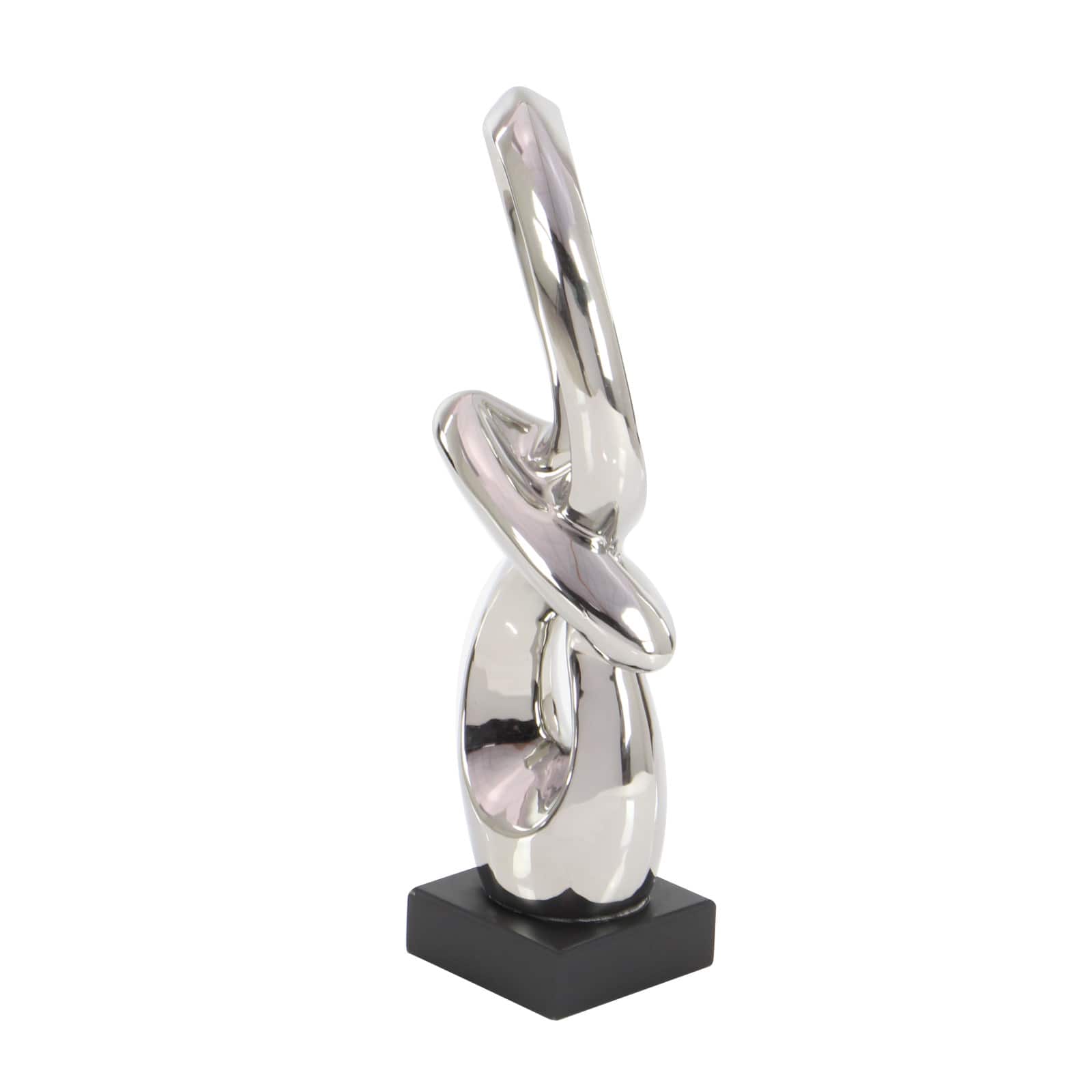 18" Silver Ceramic Modern Abstract Sculpture