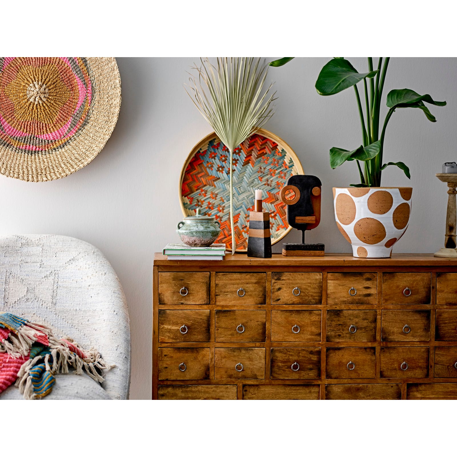 Hello Honey® 9" White & Brown Polka Dot Terra Cotta Pot