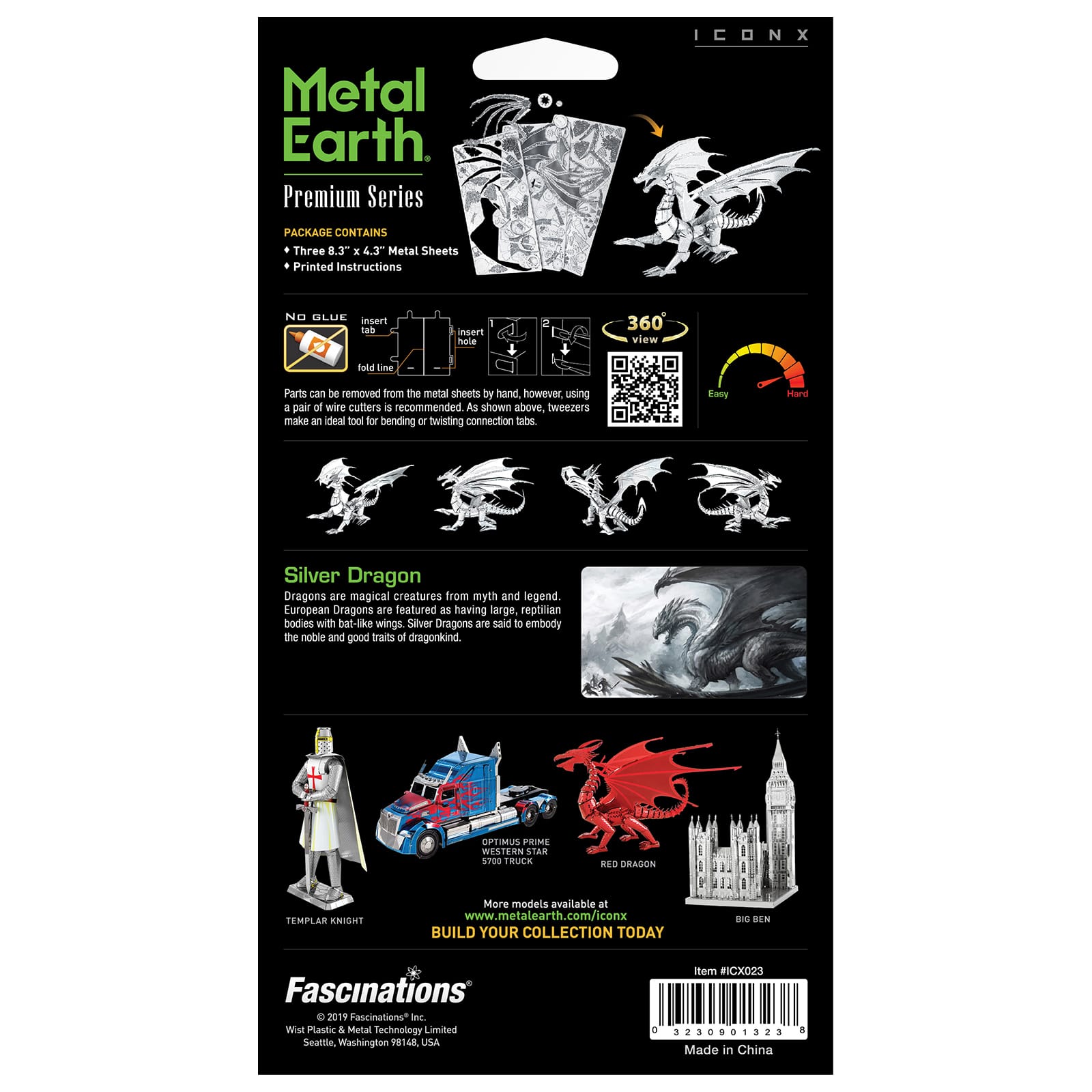 Metal Earth&#xAE; Silver Dragon Steel Model Kit
