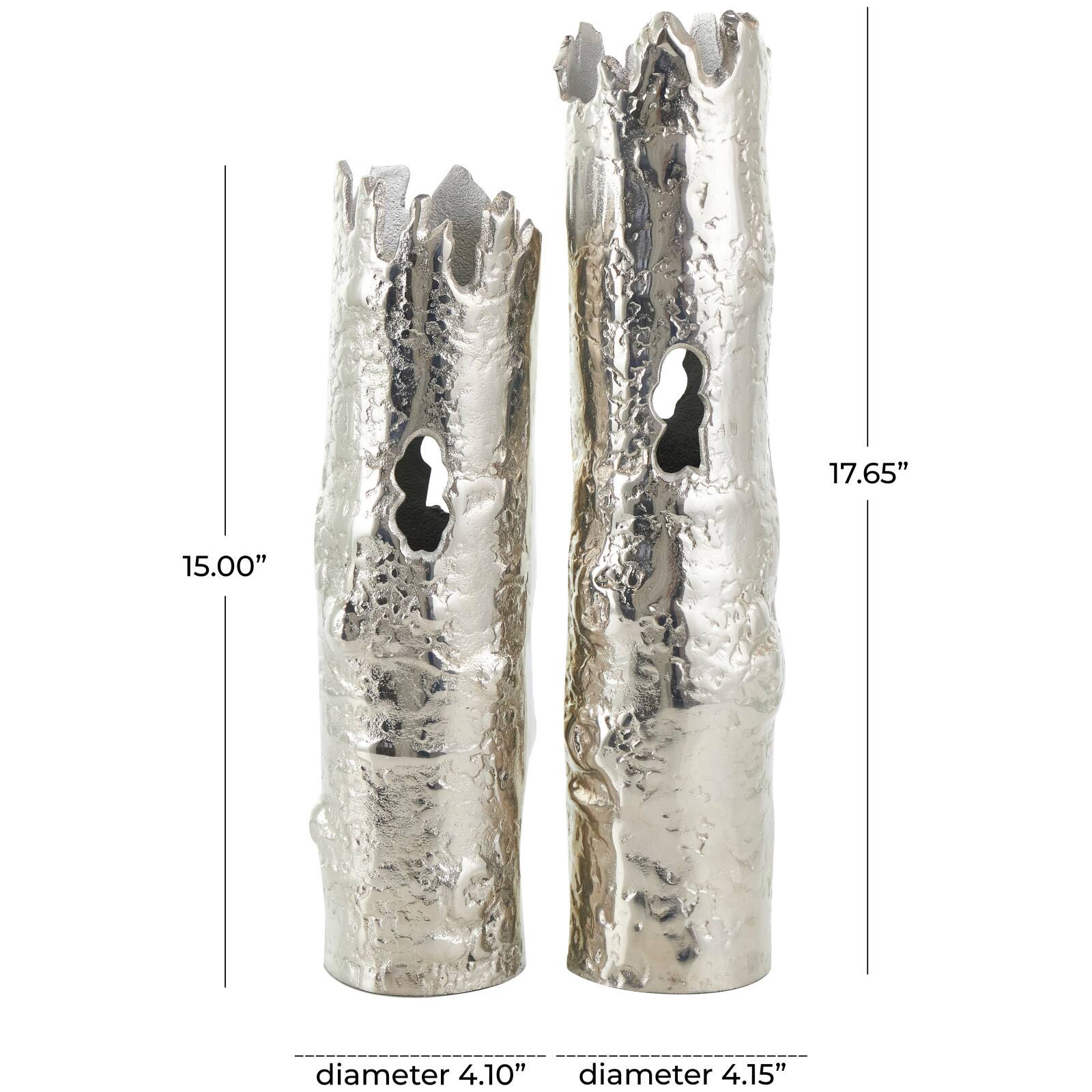 CosmoLiving by Cosmopolitan Silver Aluminum Tree Trunk Inspired Vase Set