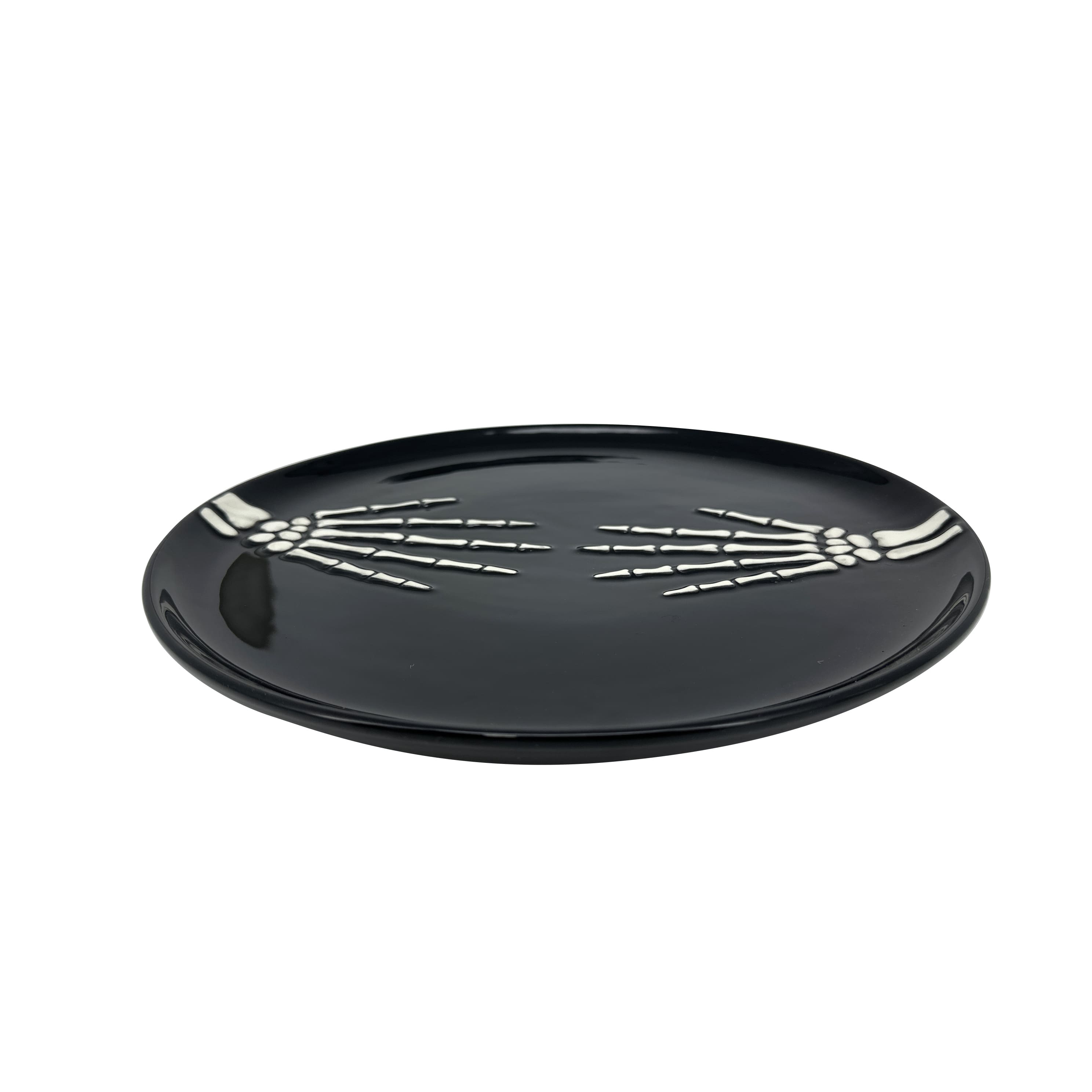 14&#x22; Black Skeleton Hands Plate by Makery&#x2122;