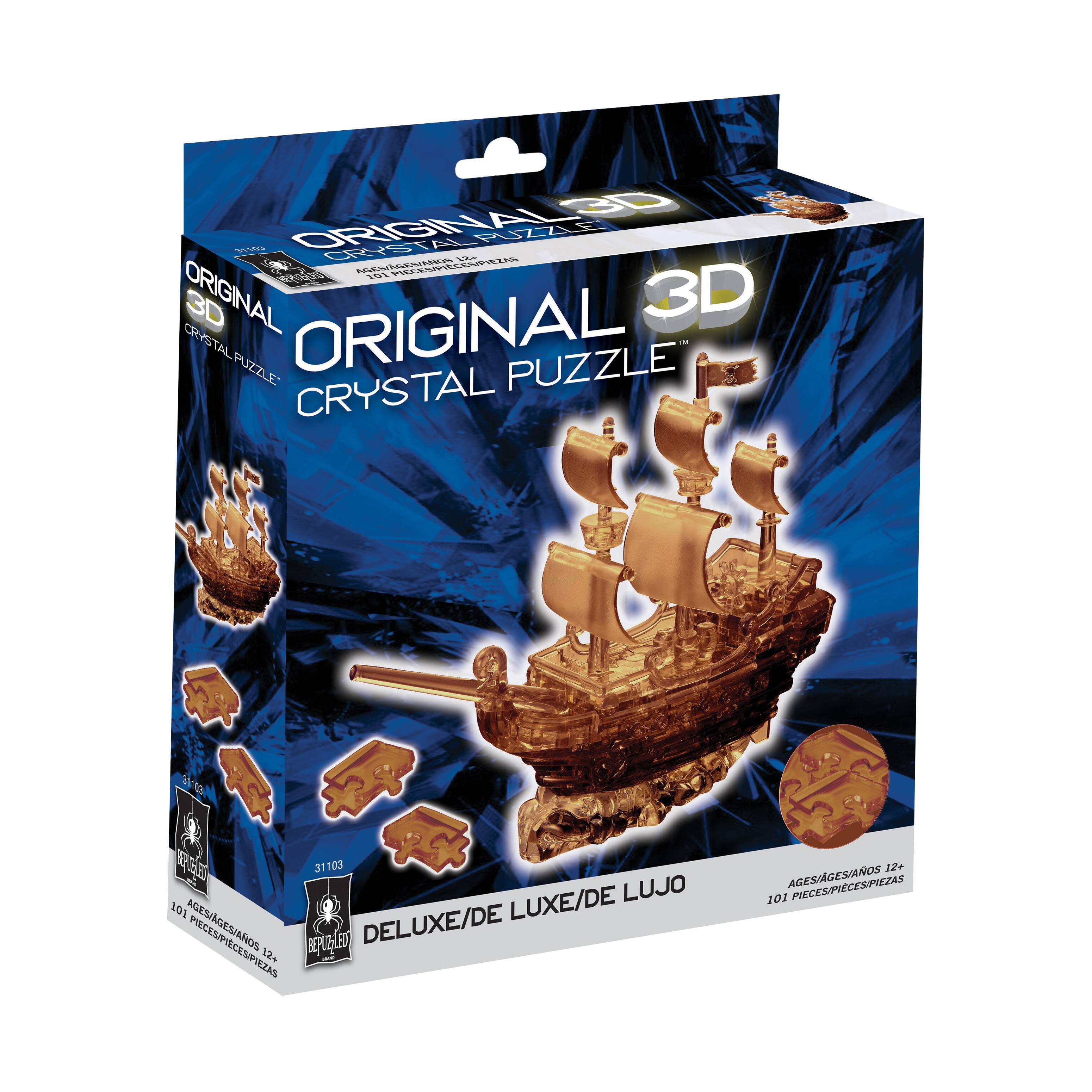 3D Crystal Puzzle - Pirate Ship (Brown): 101 Pcs
