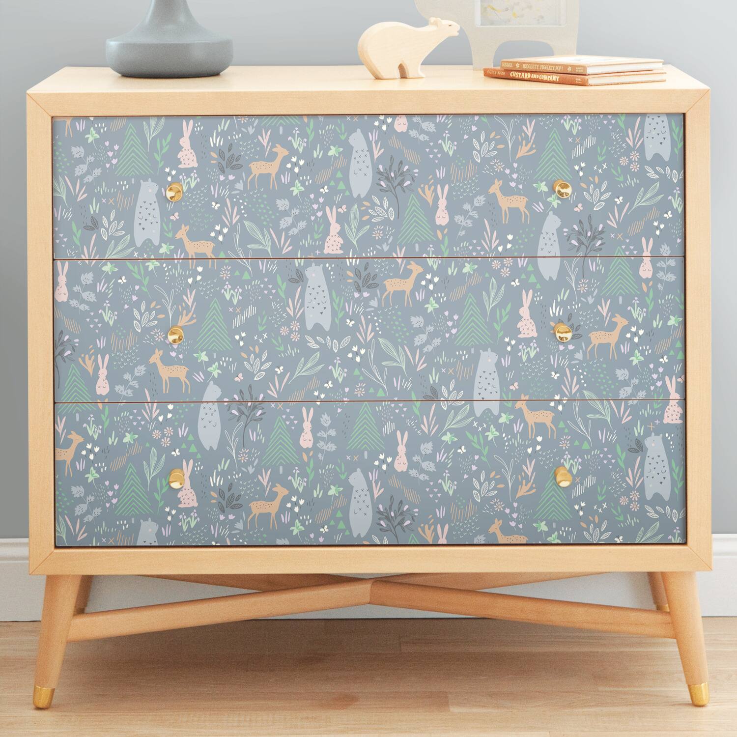 RoomMates Dark Gray Spring Forest Pals Peel & Stick Wallpaper