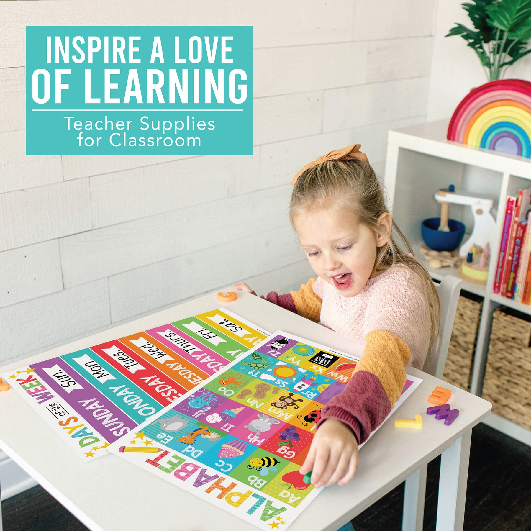 Hadley Designs 11" x 17" Colorful Preschool Educational Laminated Posters for Toddlers Set