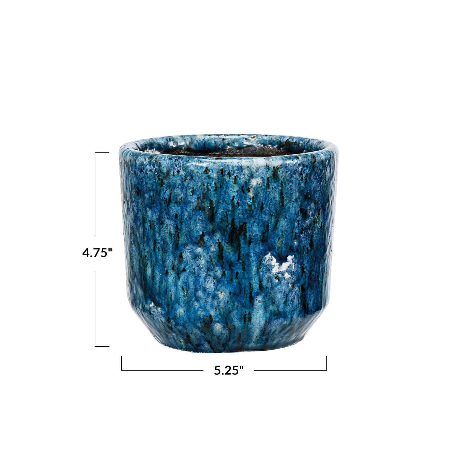 Hello Honey® 5.25" Blue Crackle Glaze Decorative Terra Cotta Planter
