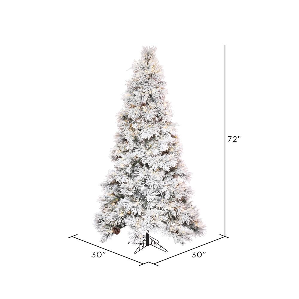 6ft. Pre-Lit Flocked Atka Pencil Artificial Christmas tree, Warm White LED Lights
