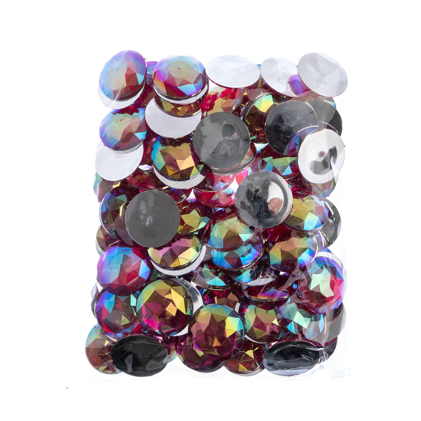 John Bead 25mm AB Acrylic Round Flat Back Rhinestones, 100ct.