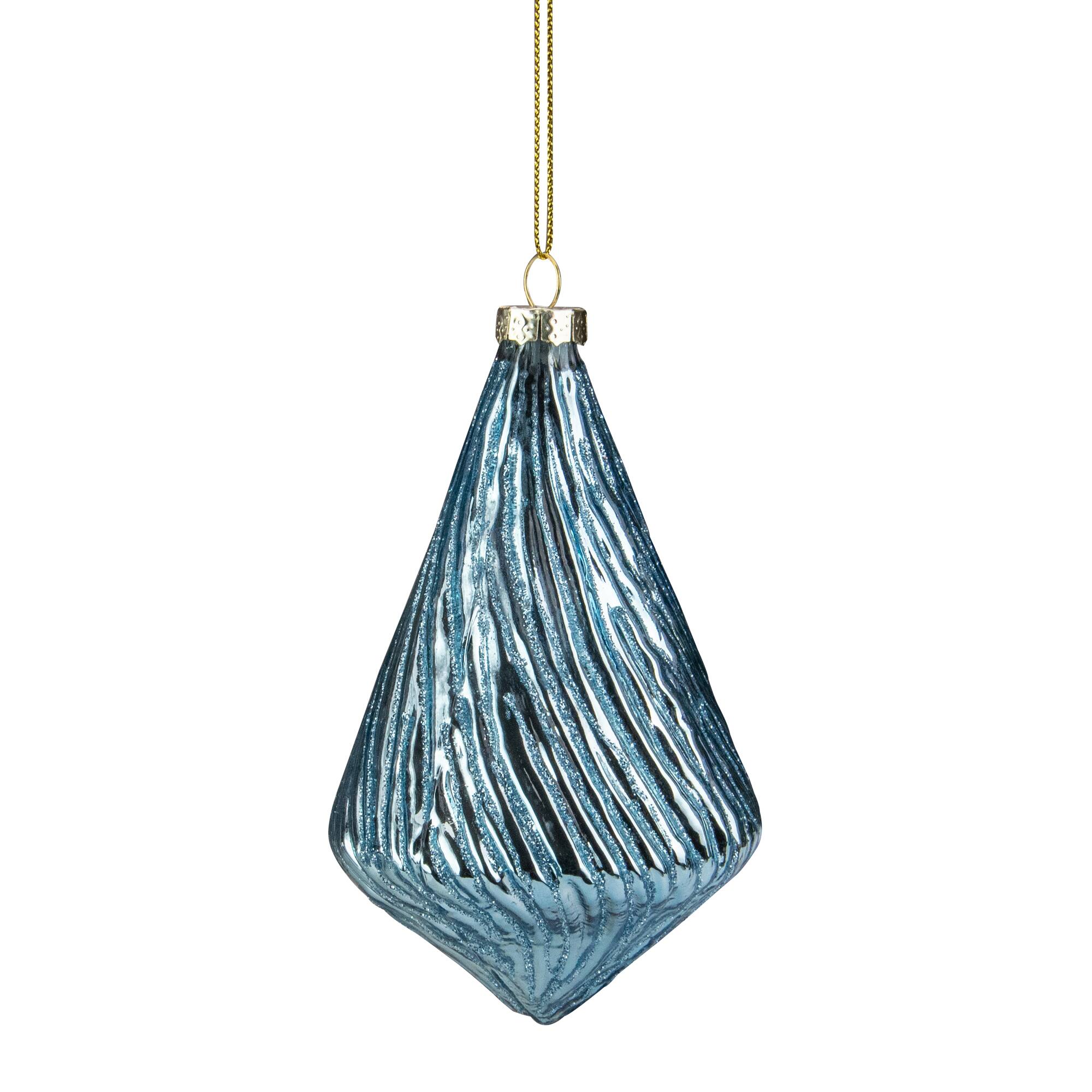 4.75&#x22; Blue Glitter Swirl Glass Christmas Pendant Ornament