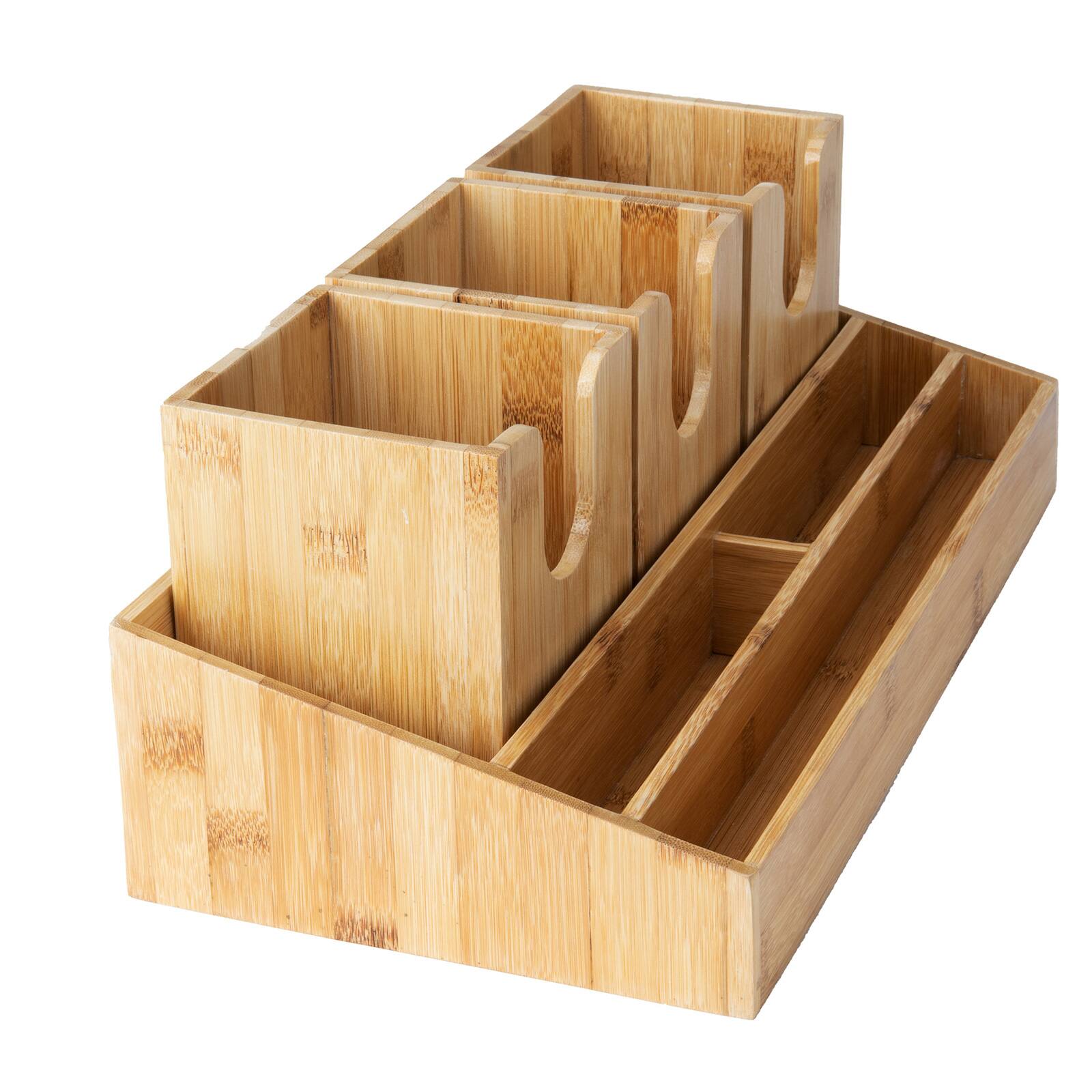 Mind Reader Bamboo 6-Compartment Breakroom Organizer