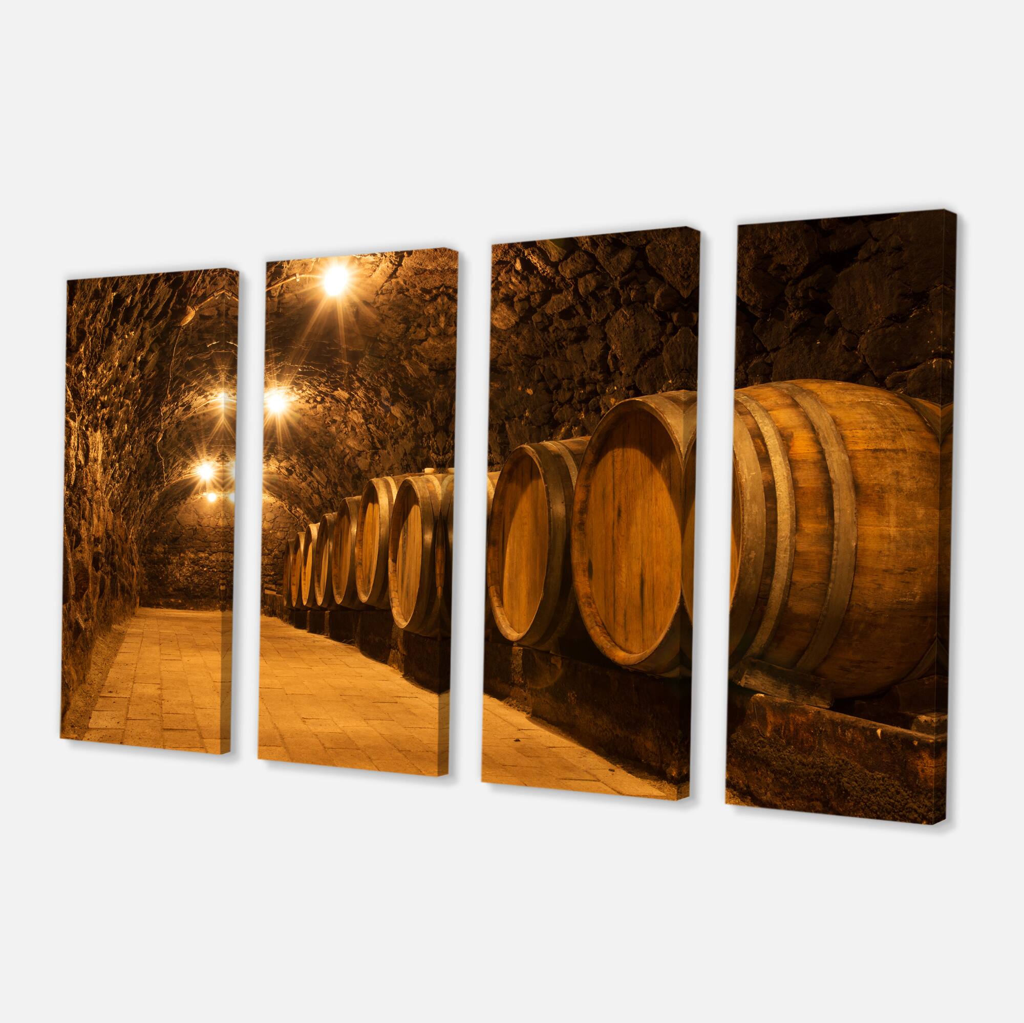 Designart - Oak Barrels in the Tunnel