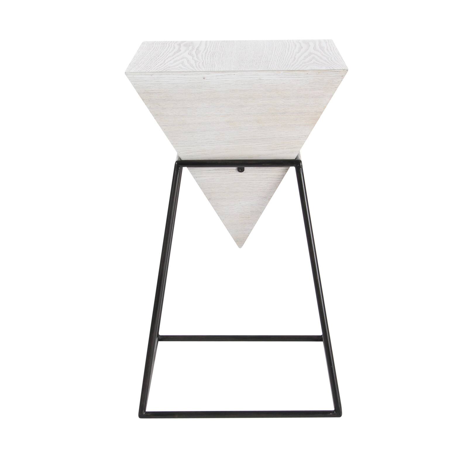 2ft. White Metal and Wood Modern Accent Table