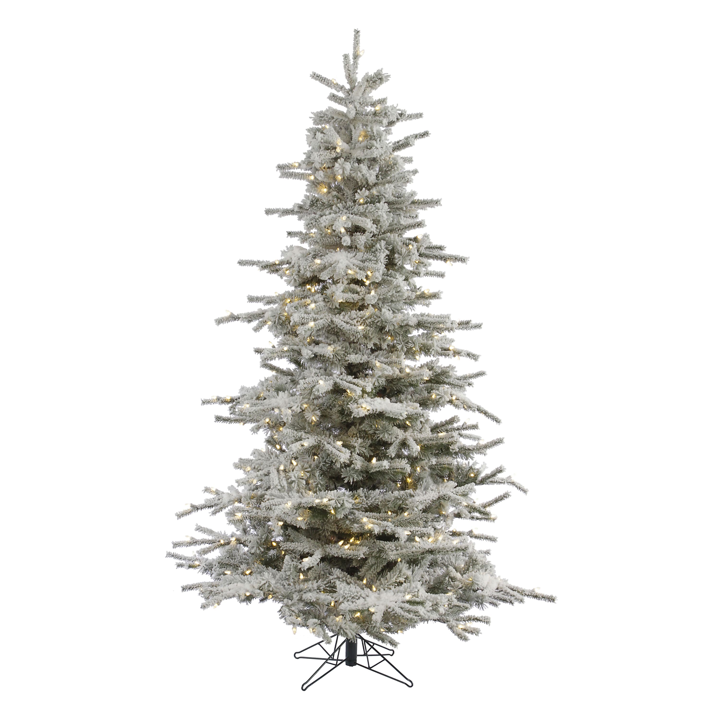 6.5ft. Pre-Lit Flocked Sierra Fir Artificial Christmas Tree, Pure White Dura-Lit® LED Lights
