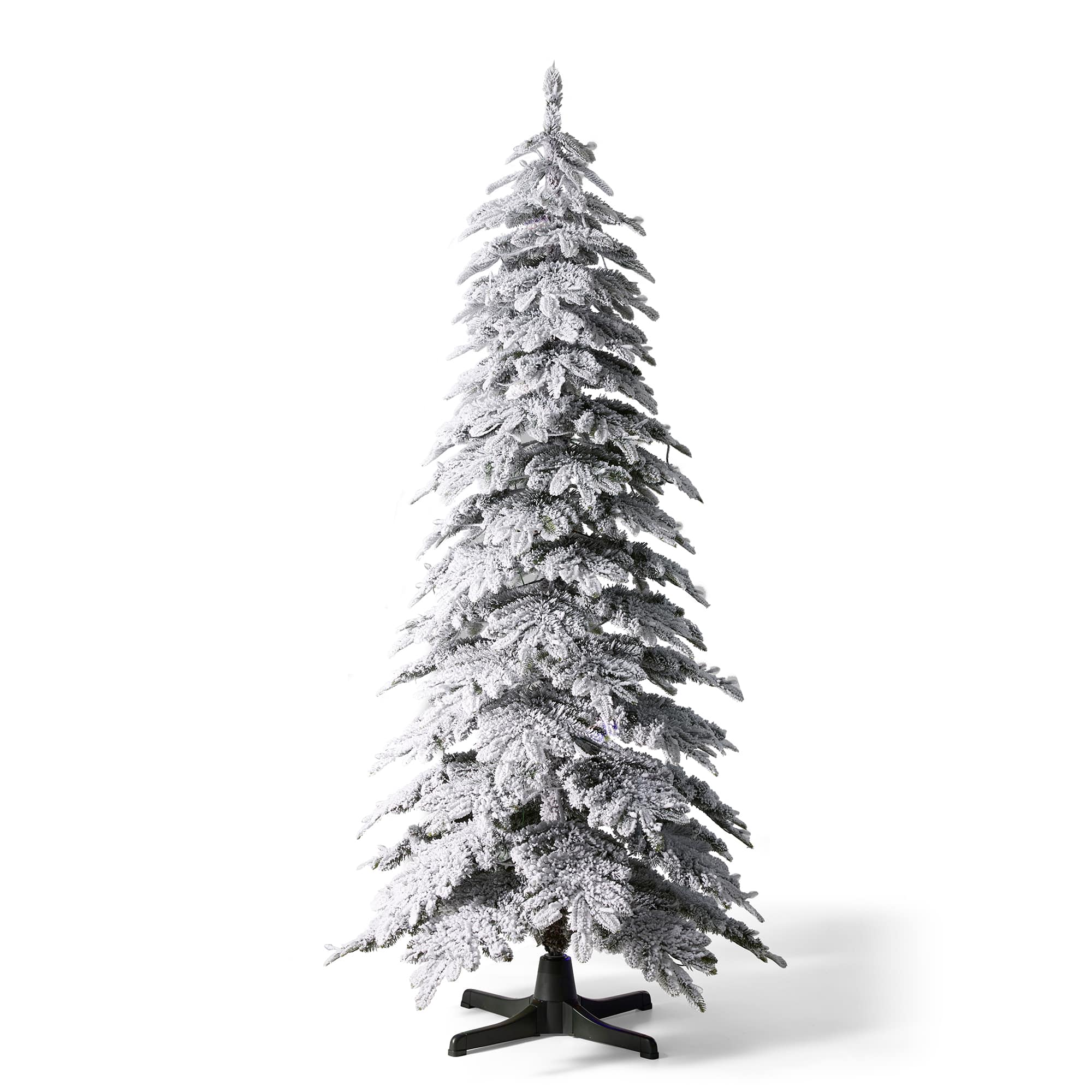 7.5ft. Pre-Lit Flocked Rotating Slim Spruce Artificial Christmas Tree, Color Changing LED Lights