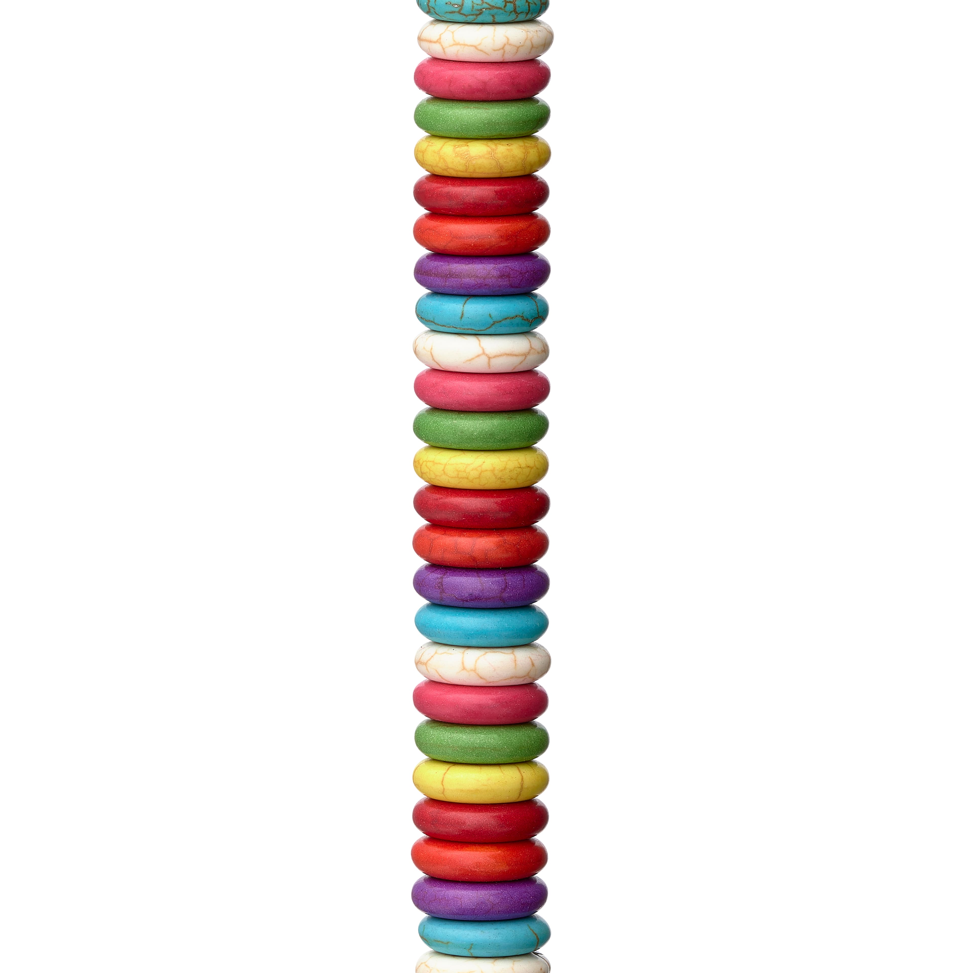 12 Pack: Colorful Howlite Stone Rondelle Beads, 11mm by Bead Landing™