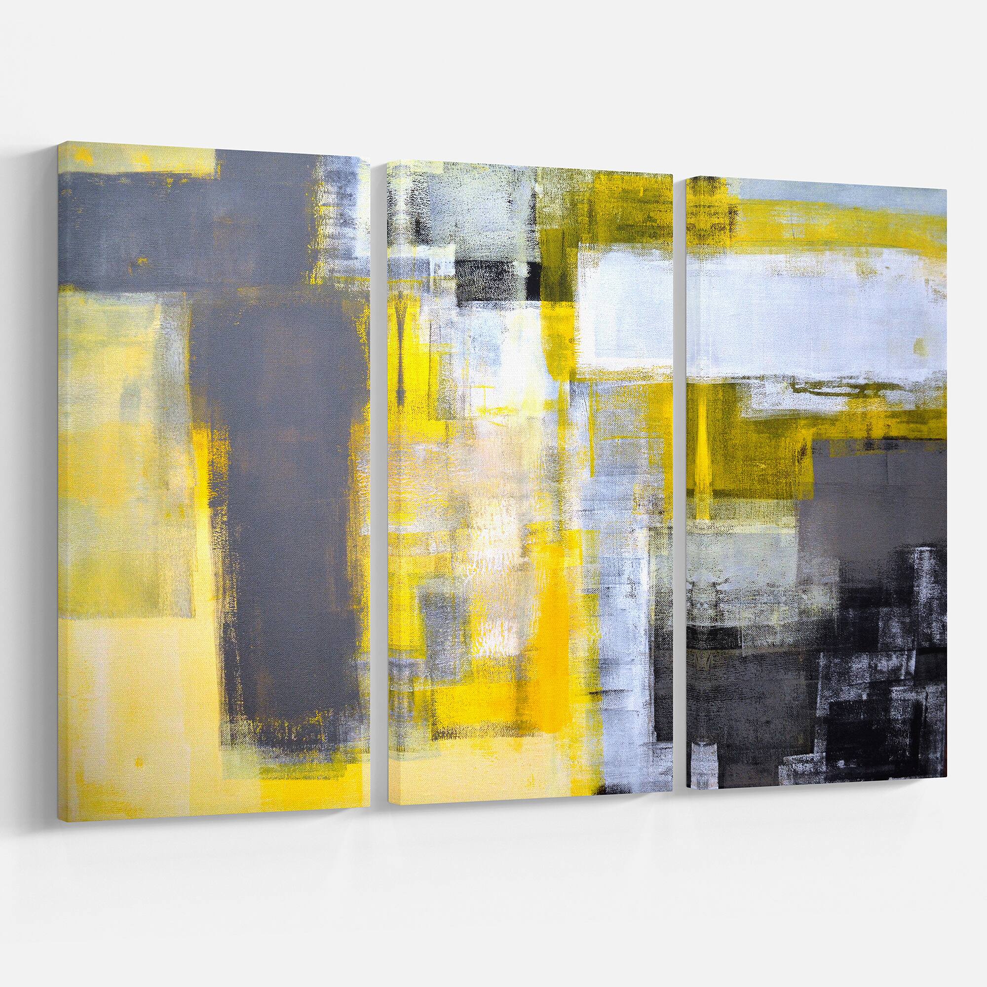 Designart - Grey and Yellow Blur Abstract - Abstract Canvas Art Print
