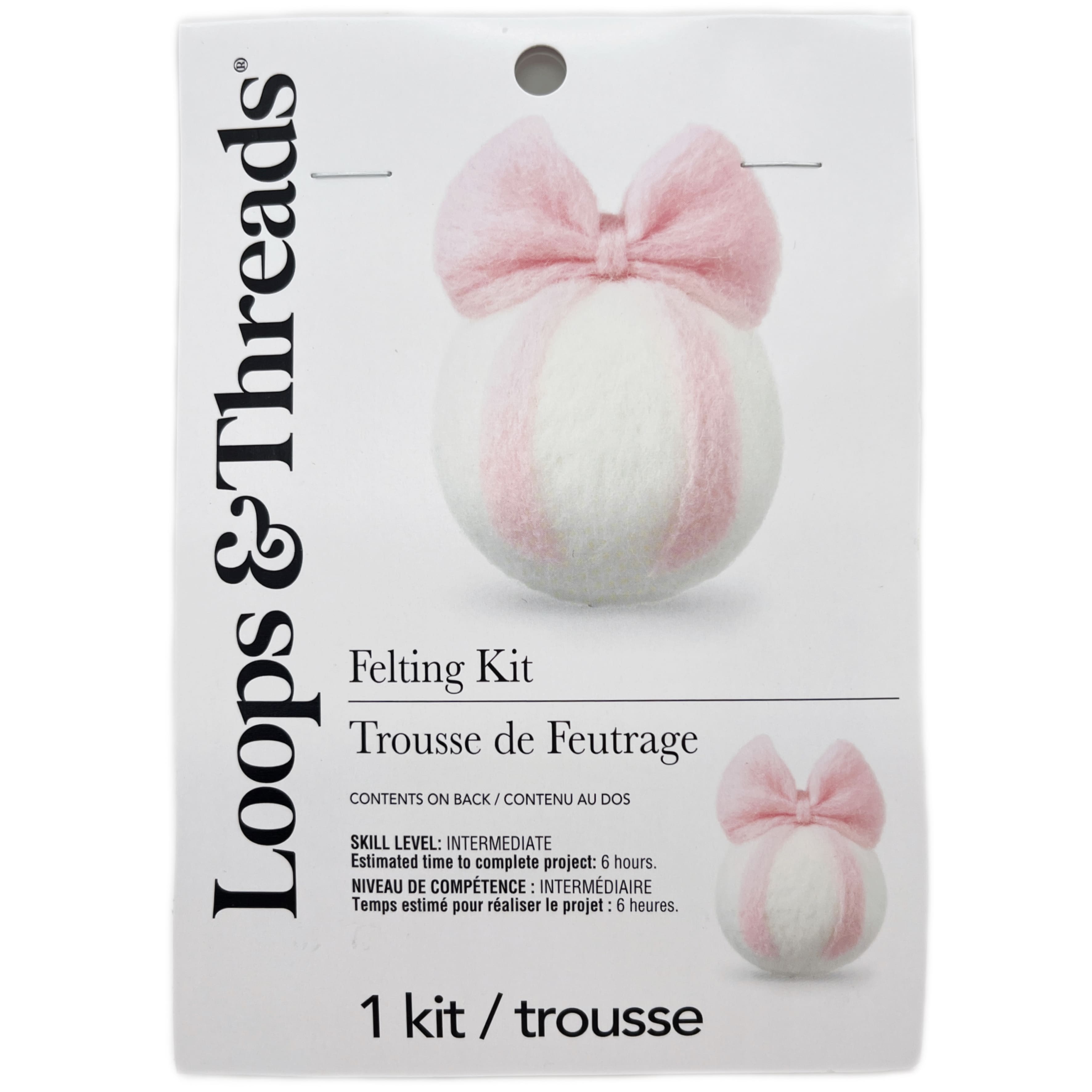 Christmas Pink &#x26; White Ball with Bow Felting Kit by Loops &#x26; Threads&#xAE;
