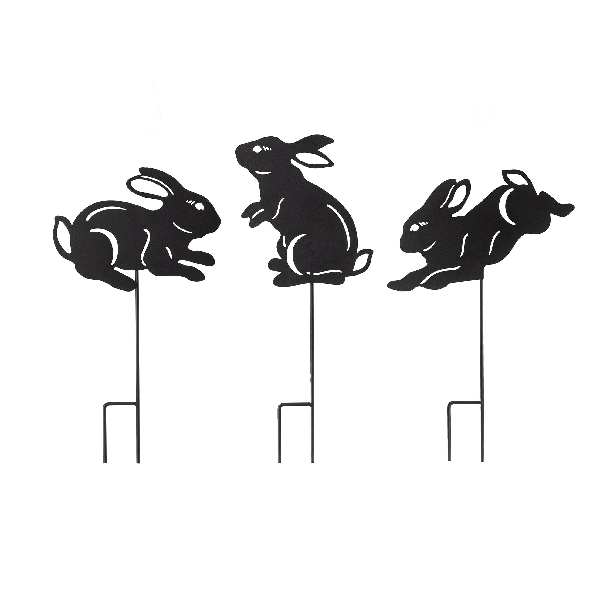 Glitzhome&#xAE; 18&#x22; Black Metal Rabbit Silhouette Yard Stake Set