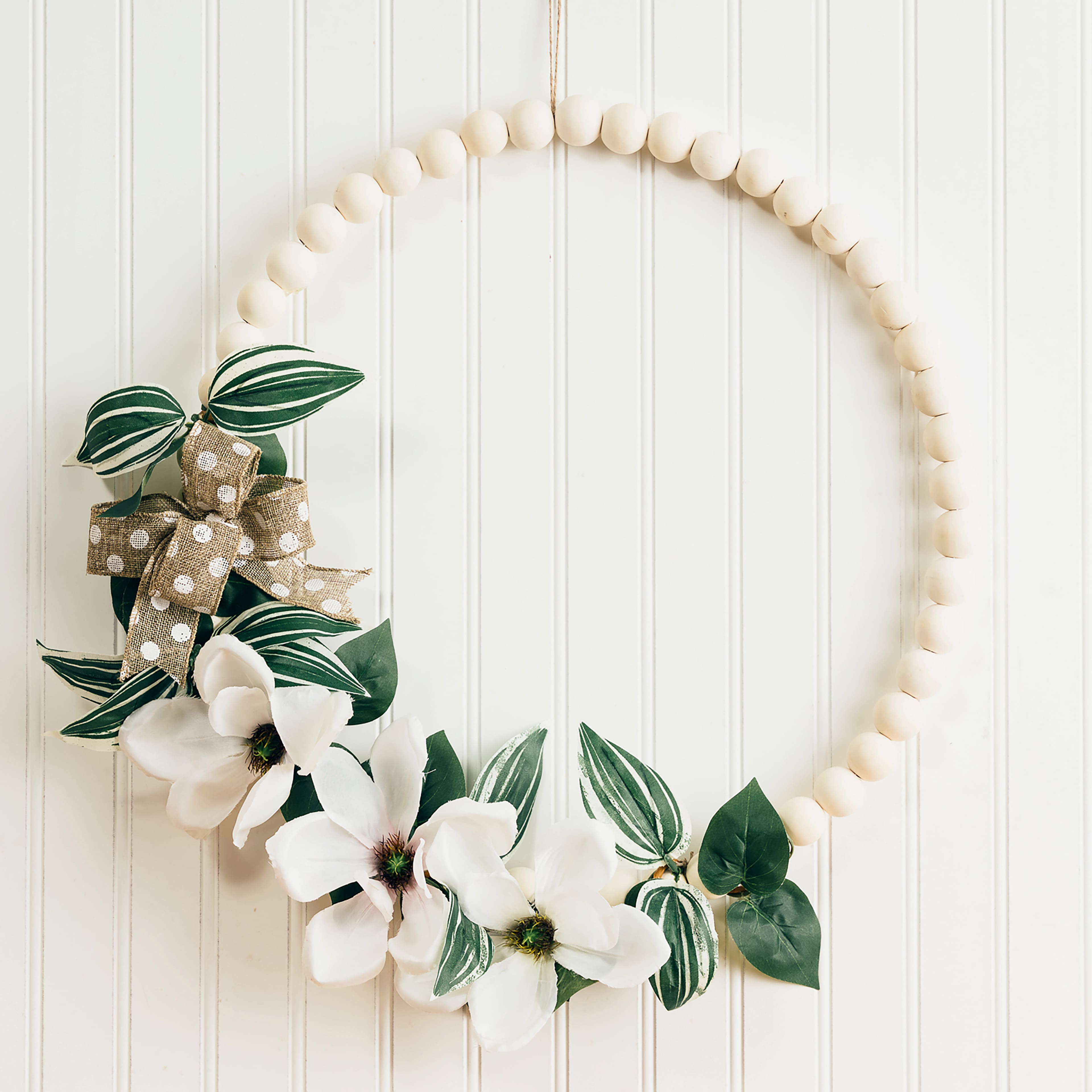 Unfinished Wood Bead Wreath