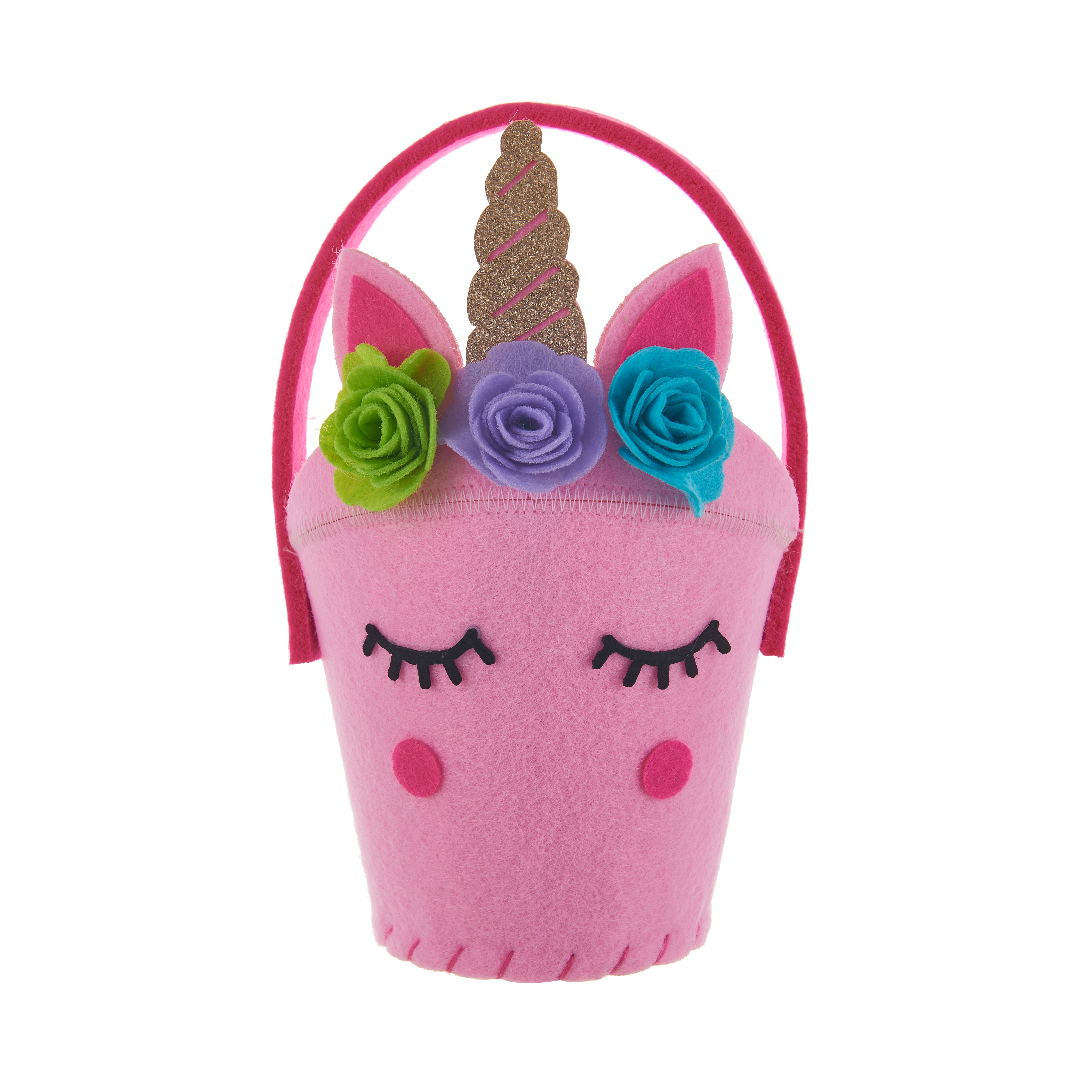8&#x22; Pink Unicorn Felt Basket by Creatology&#x2122;