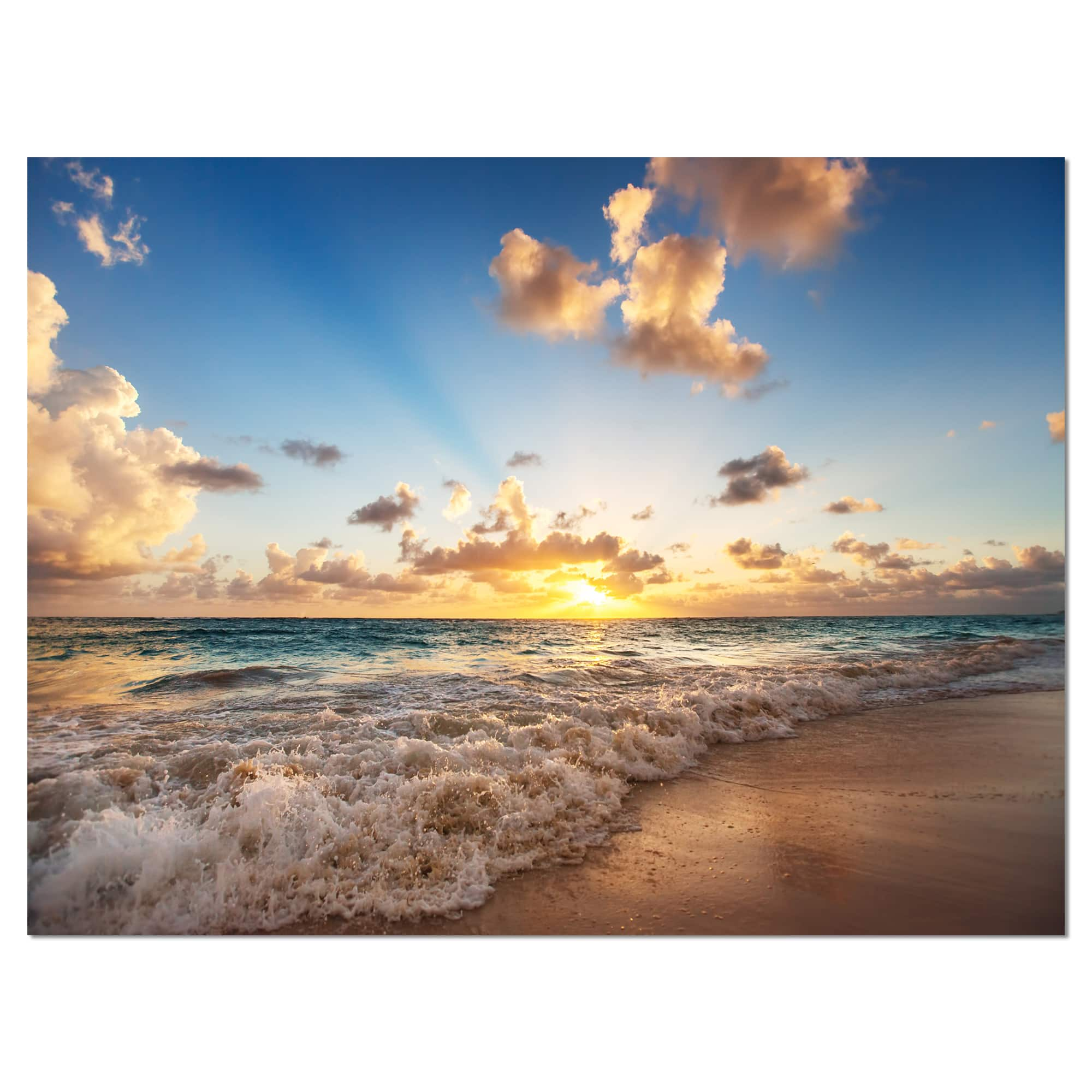 Designart - Sunrise on Beach of Caribbean Sea - Large Seashore Canvas Art Print in Blue | 20" x 12" | Michaels®