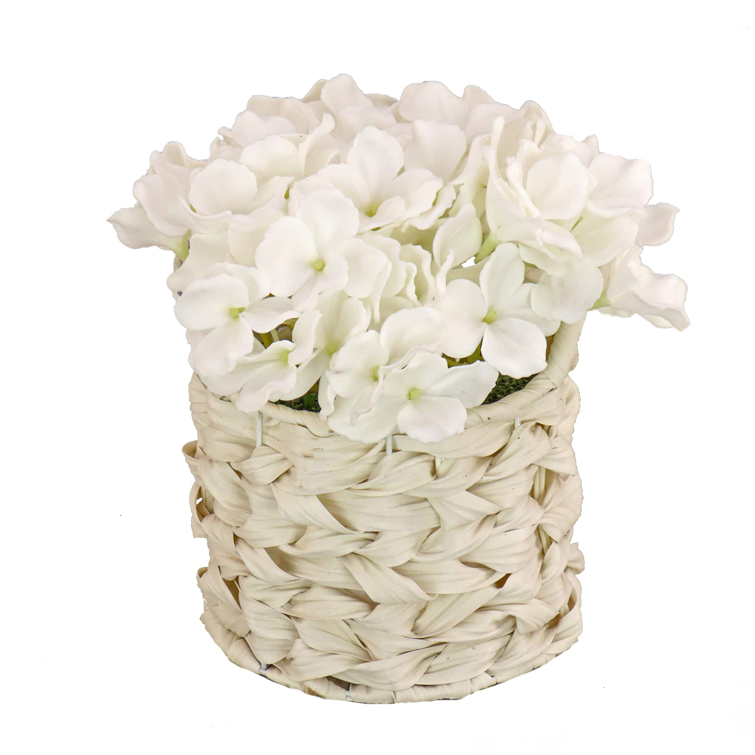 10" Hydrangea Bouquet in Natural Basket