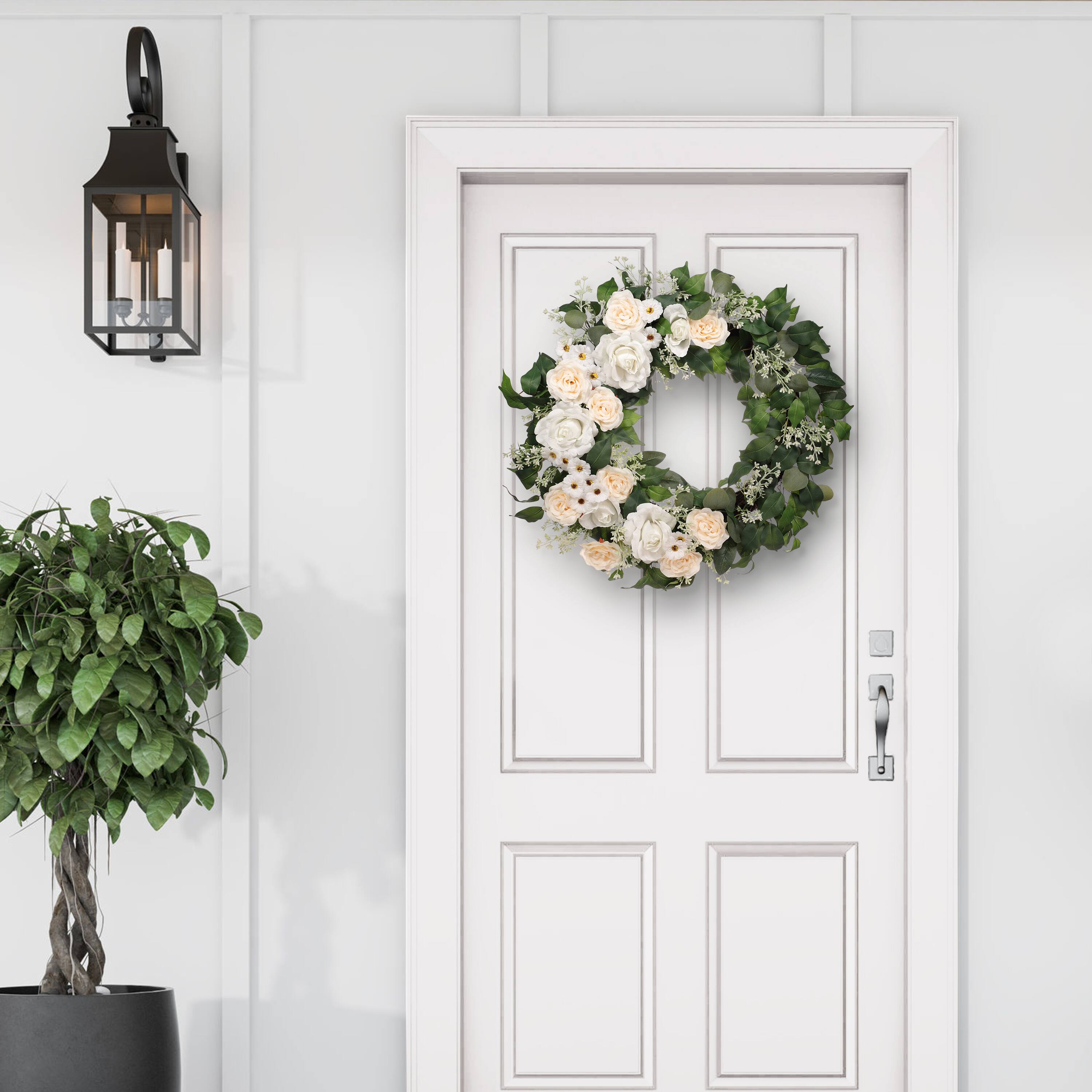 30" Spring Cream Rose, Baby's Breath & Camellia Wreath