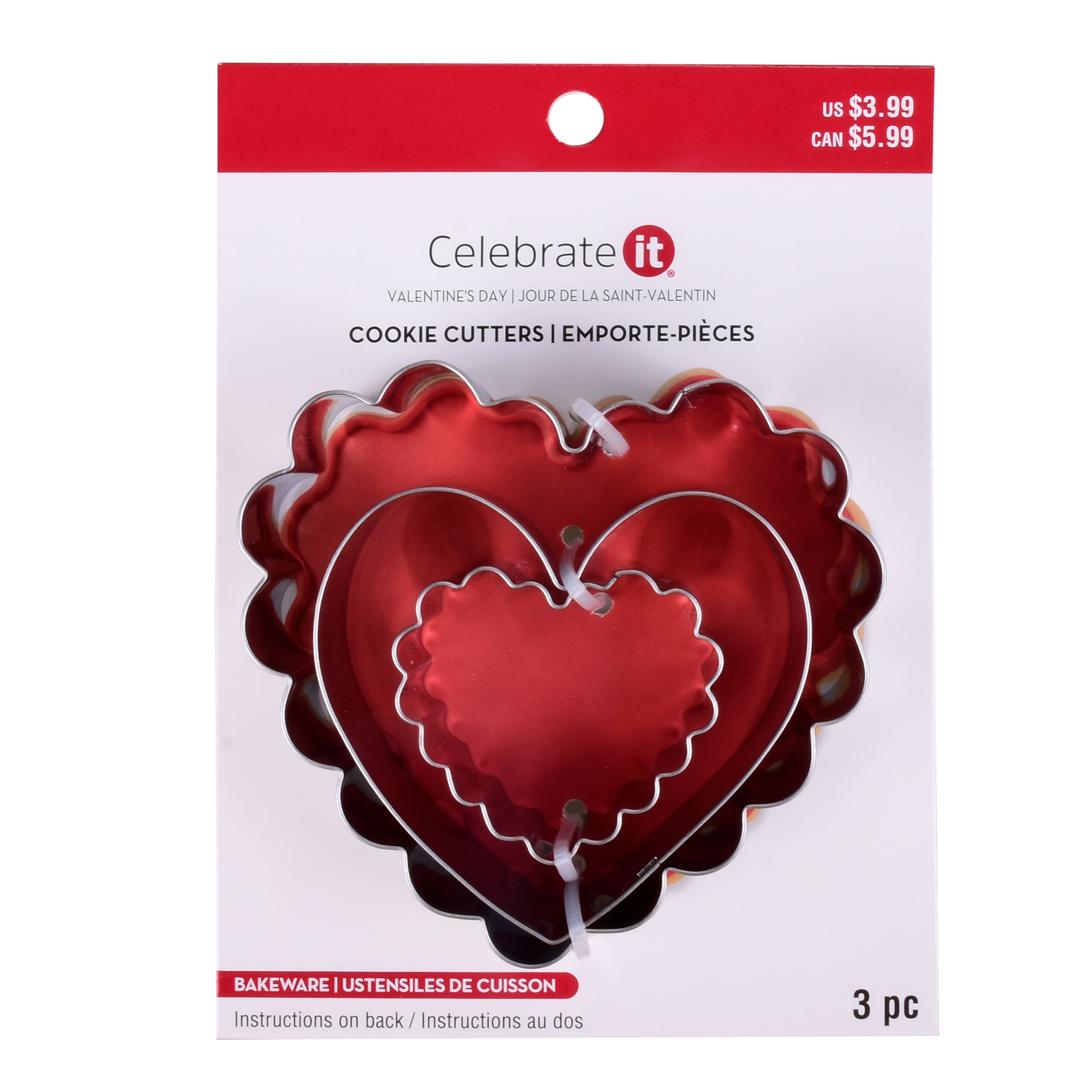 NEW - Celebrate It I 3 (Heart) U Cookie Cutters Valentines Day Bakeware