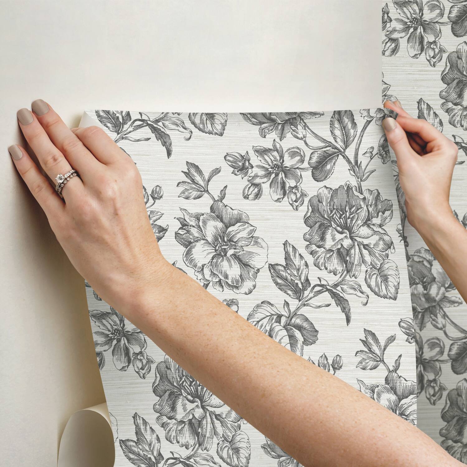 RoomMates Tamara Day Gray Flower Girl Peel &#x26; Stick Wallpaper
