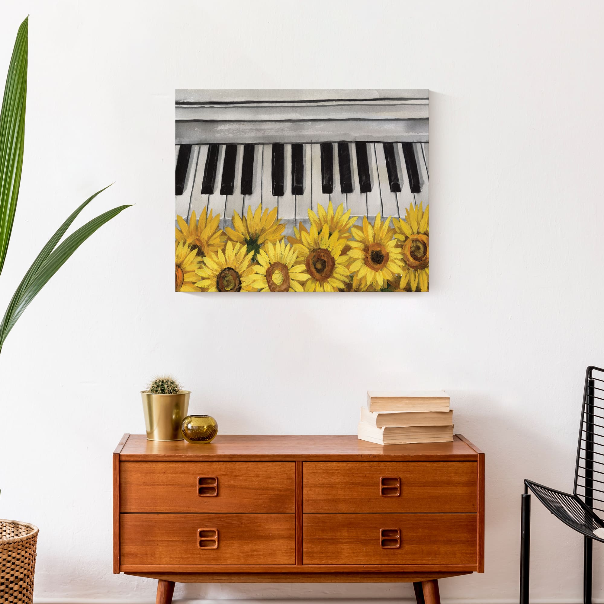 Music &#x26; Sunflowers Canvas Wall Art