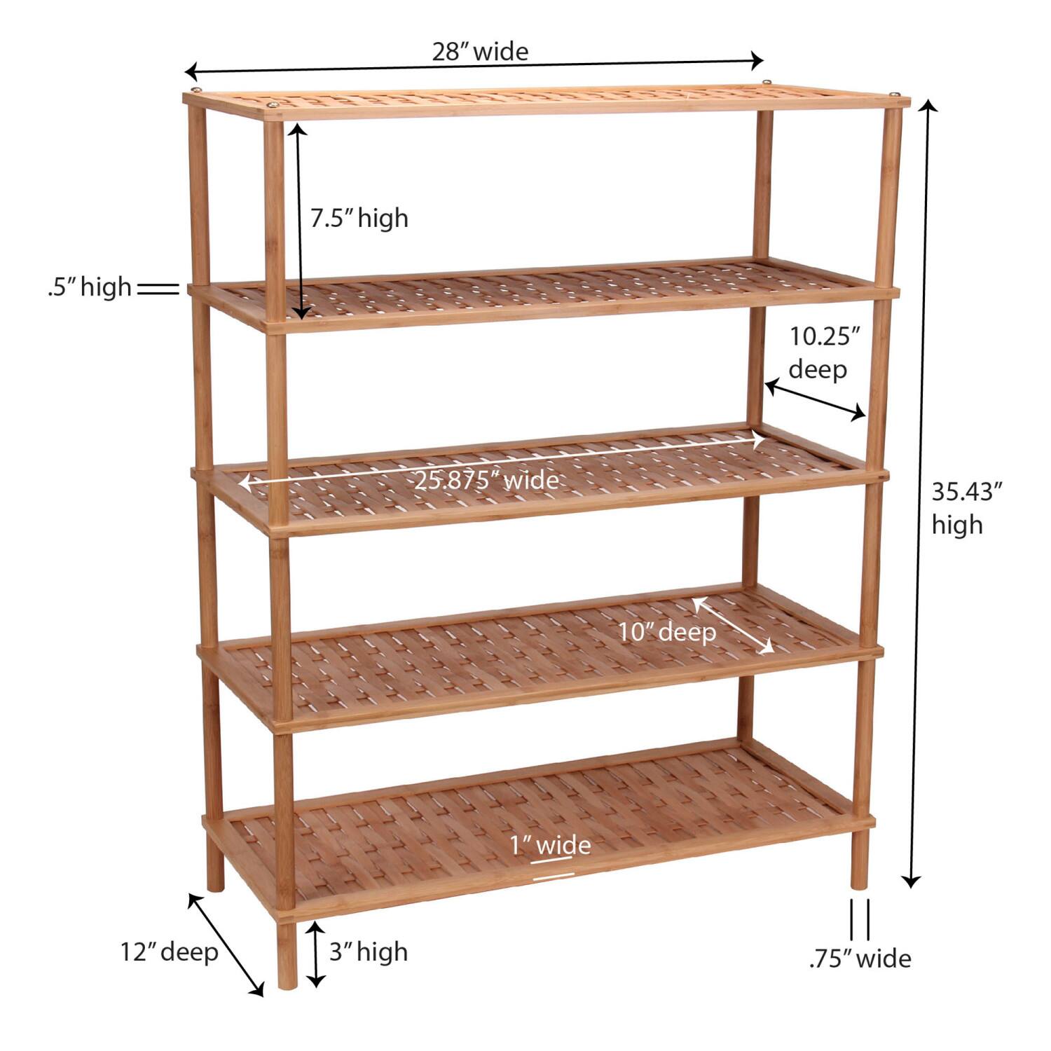 Household Essentials 5-Tier Bamboo Shoe Rack