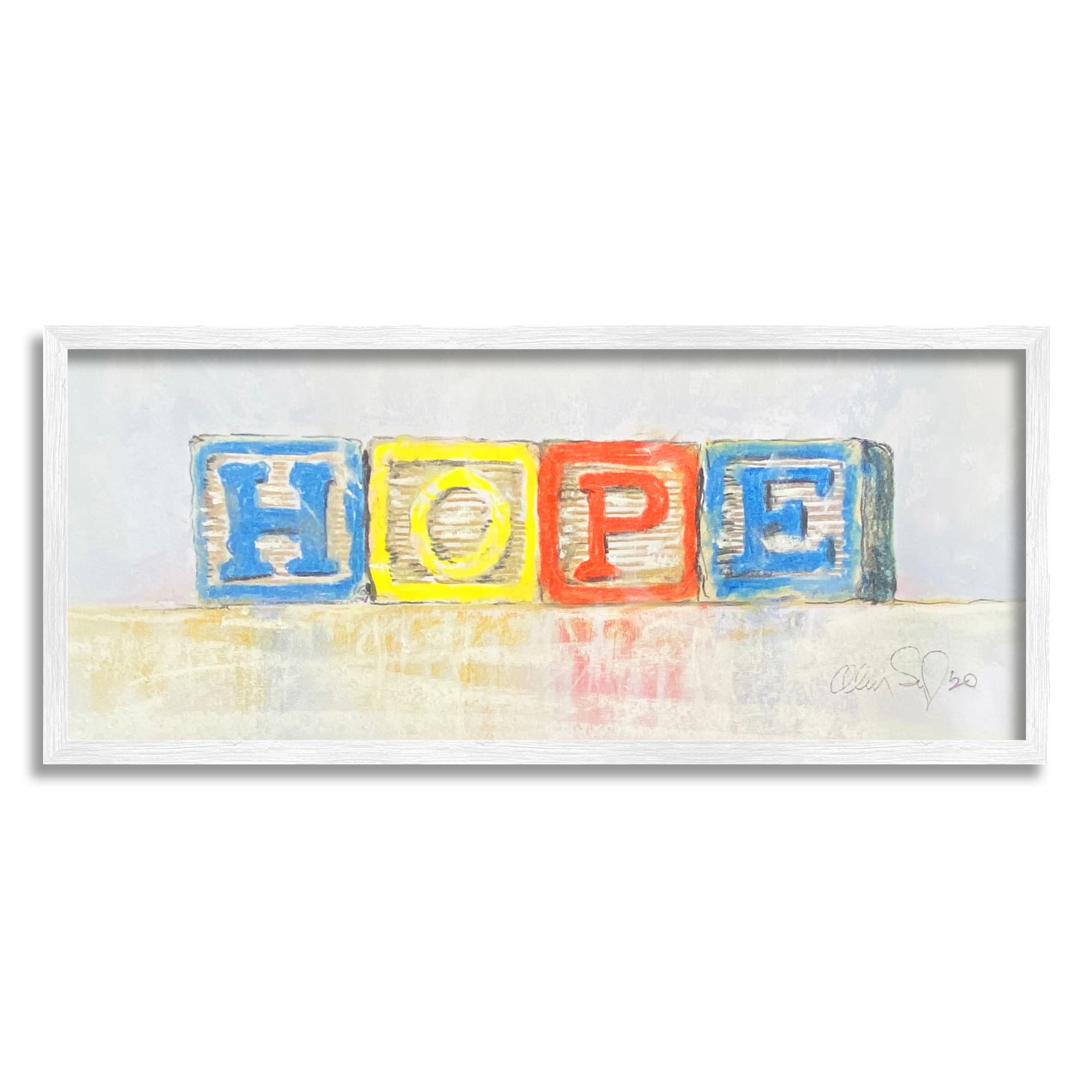 Stupell Industries Hope Typography Vintage Kids' Building Block Arrangement Framed Wall Art
